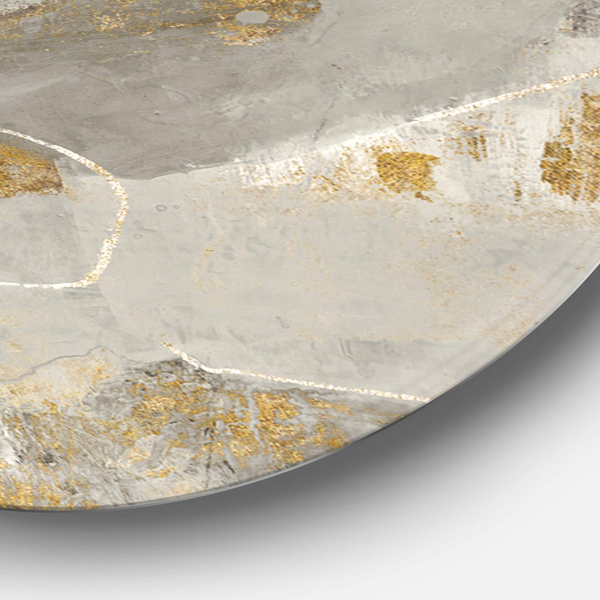 Designart - Glam Gold Desert Neutral - Glam Metal Circle Wall Art