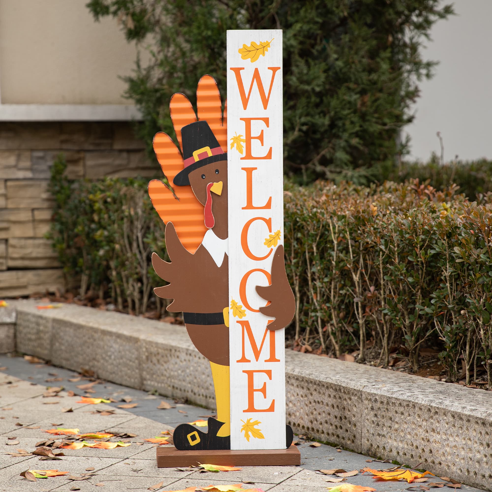 Glitzhome&#xAE; 36&#x22; Thanksgiving Wooden Turkey Welcome Porch D&#xE9;cor