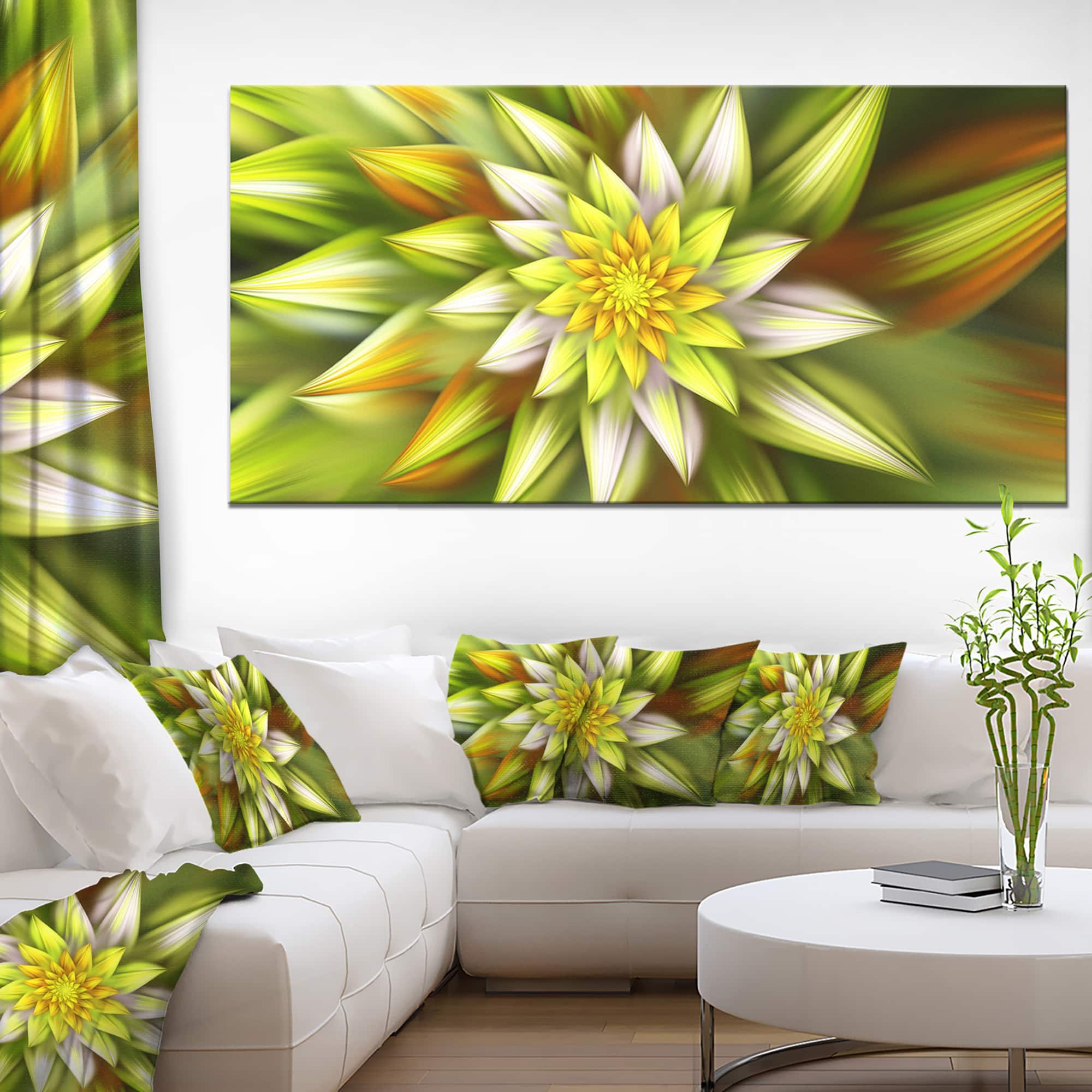 Designart - Huge Yellow Fractal Flower - Floral Canvas Art Print