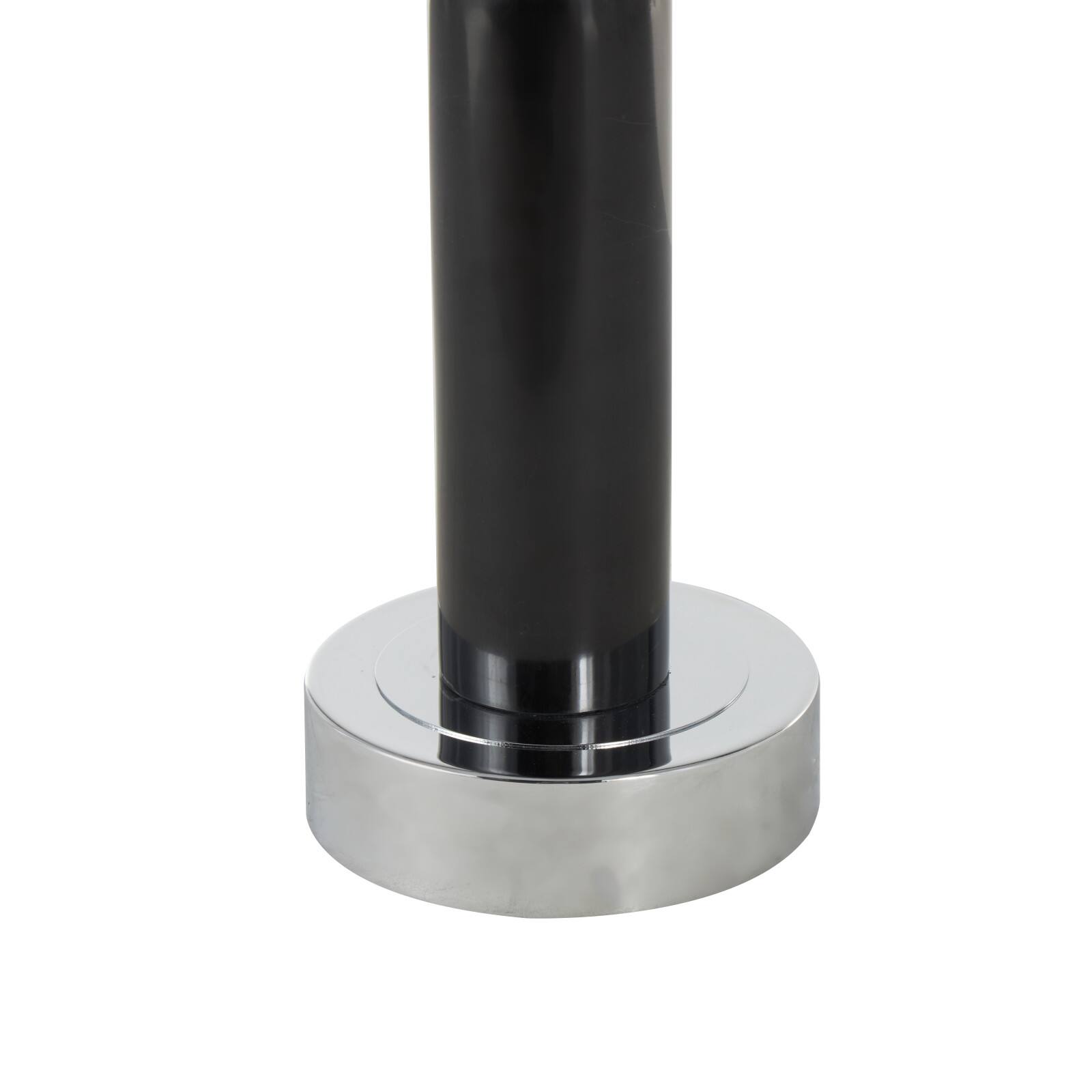 21" Black Marble Round Side End Accent Table with Silver Metal Rod & Base