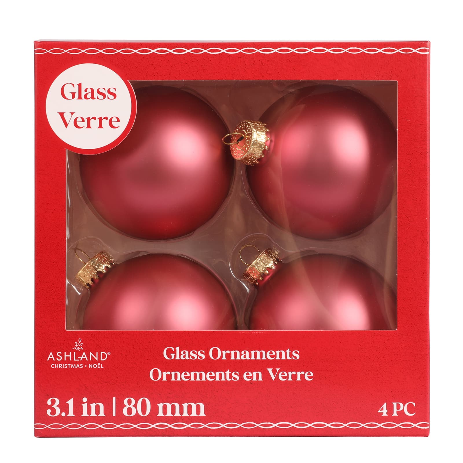 4 Pack 3.1&#x22; Satin Glass Ball Ornaments by Ashland&#xAE;
