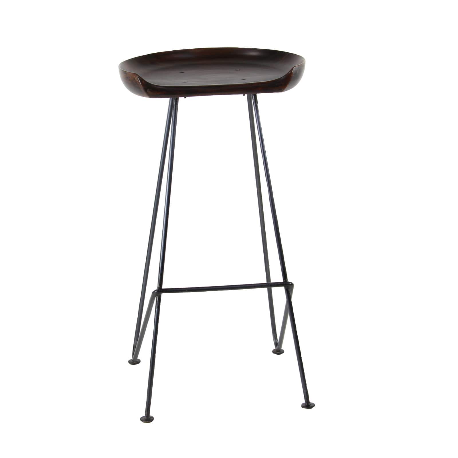 Brown Iron &#x26; Wood Rustic Stool