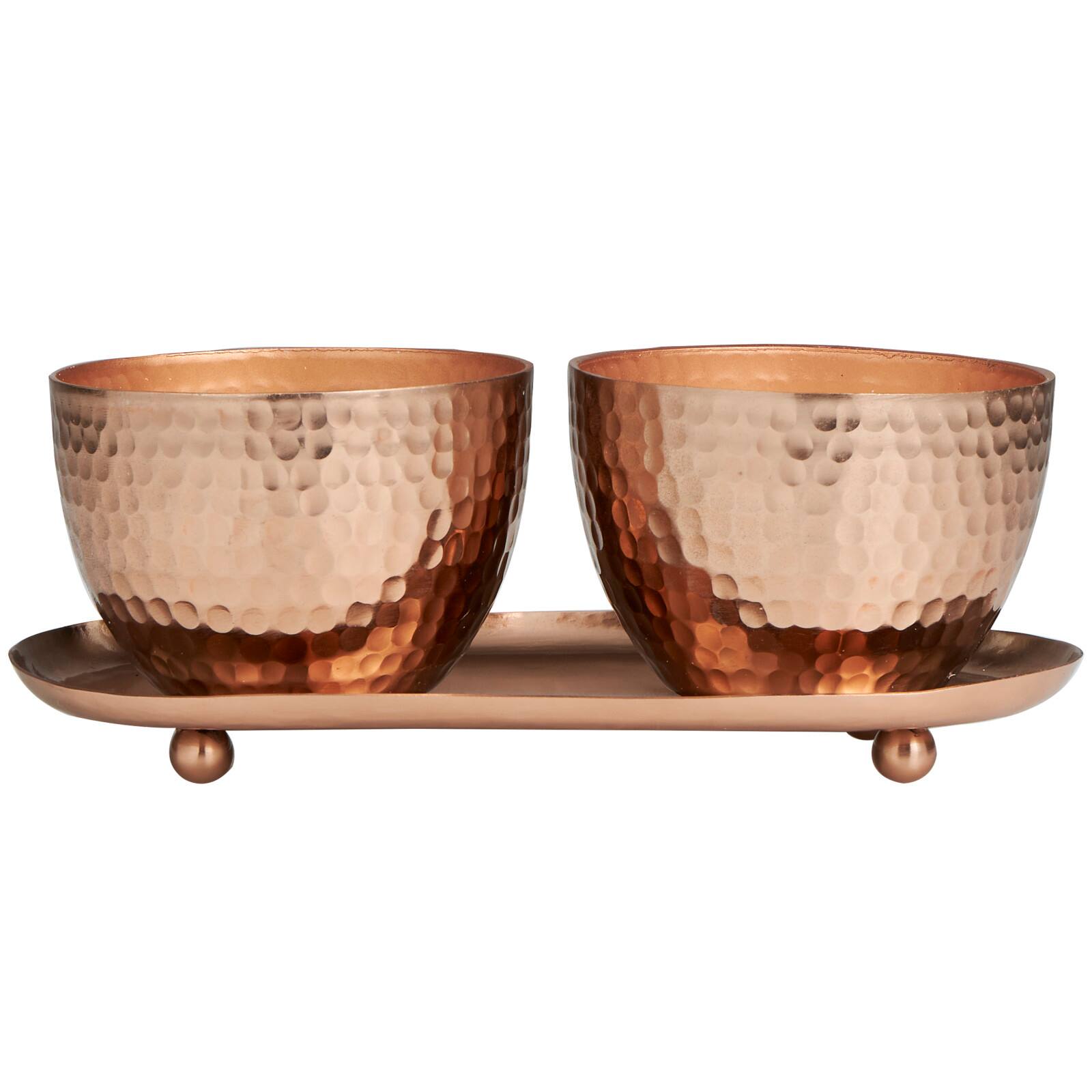 Jasmine Scented Candles in Hammered Copper Bowls Set