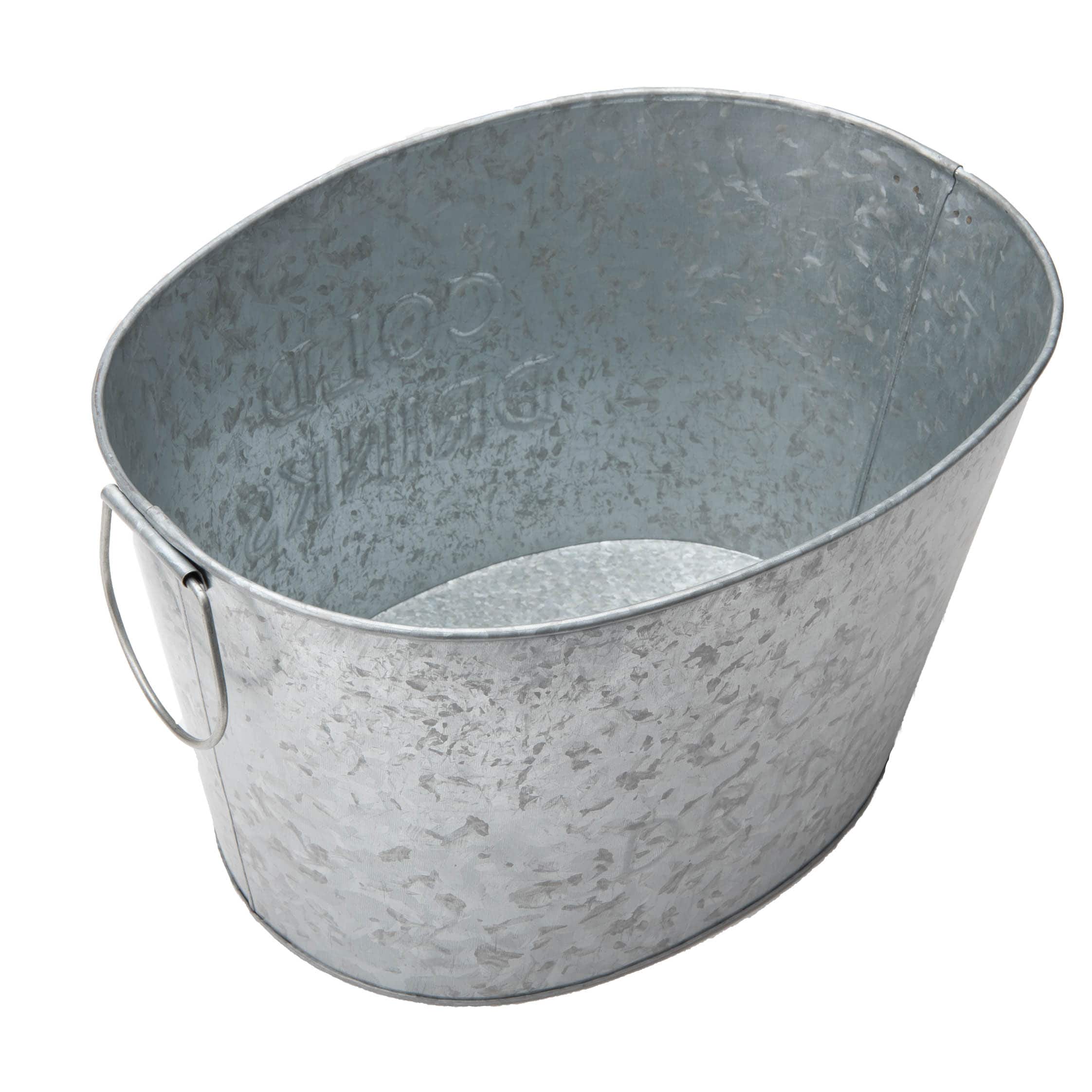 Mind Reader 9.5'' Small Round Galvanized Steel Beverage Tub with Handles