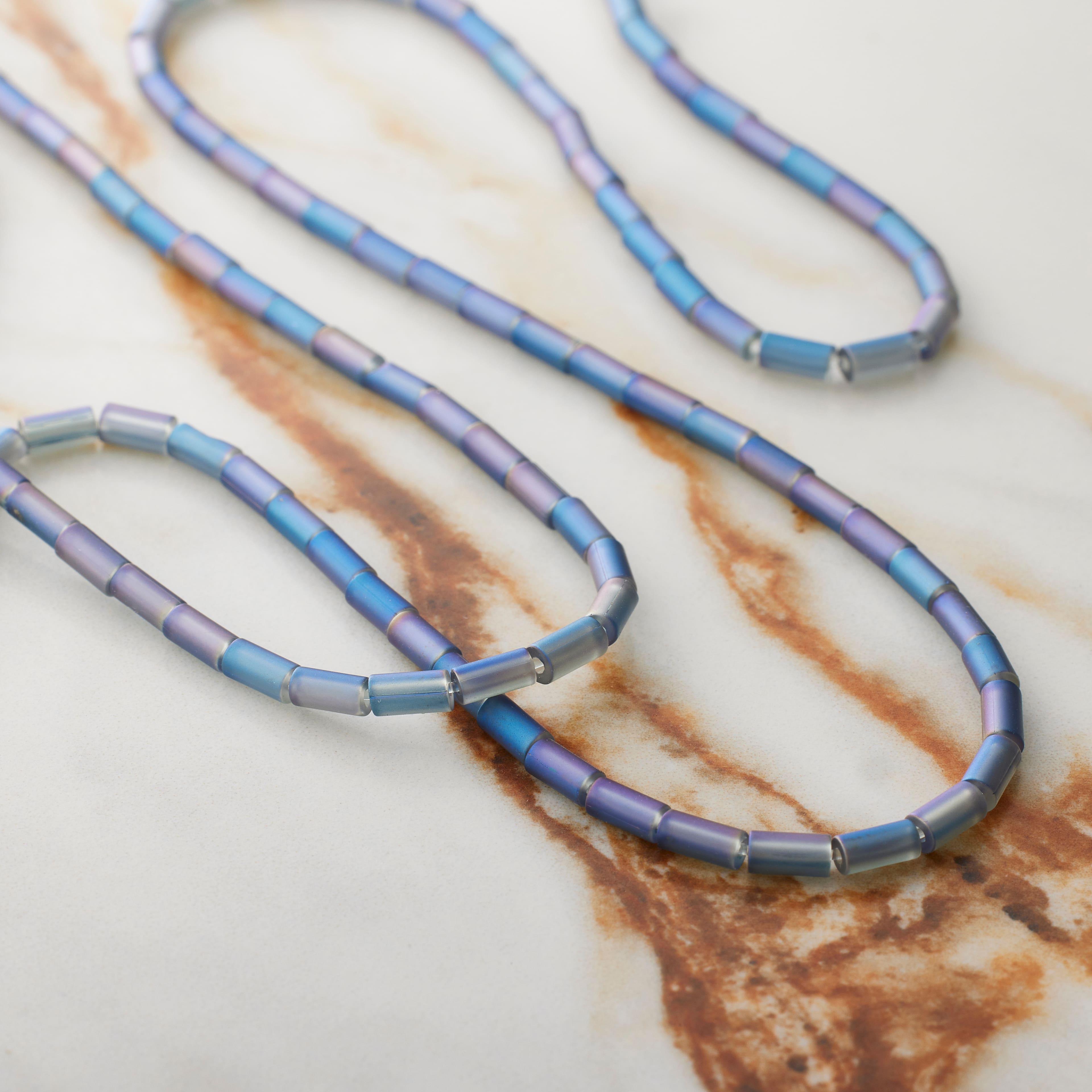 Blue Matte Glass Tube Beads, 4mm by Bead Landing&#x2122;