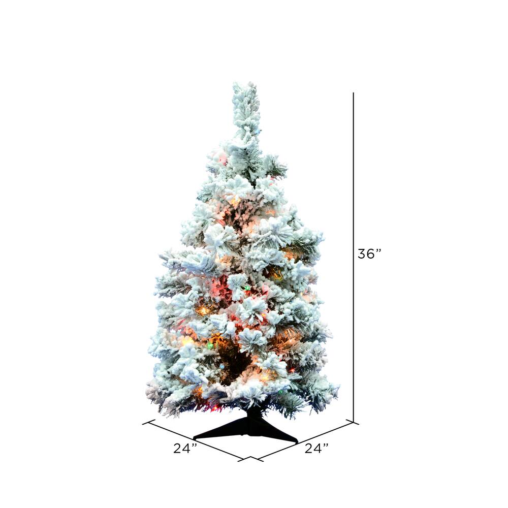 3ft. Pre-Lit Flocked Alaskan Pine Artificial Christmas Tree, Multicolor Dura-Lit&#xAE; Lights