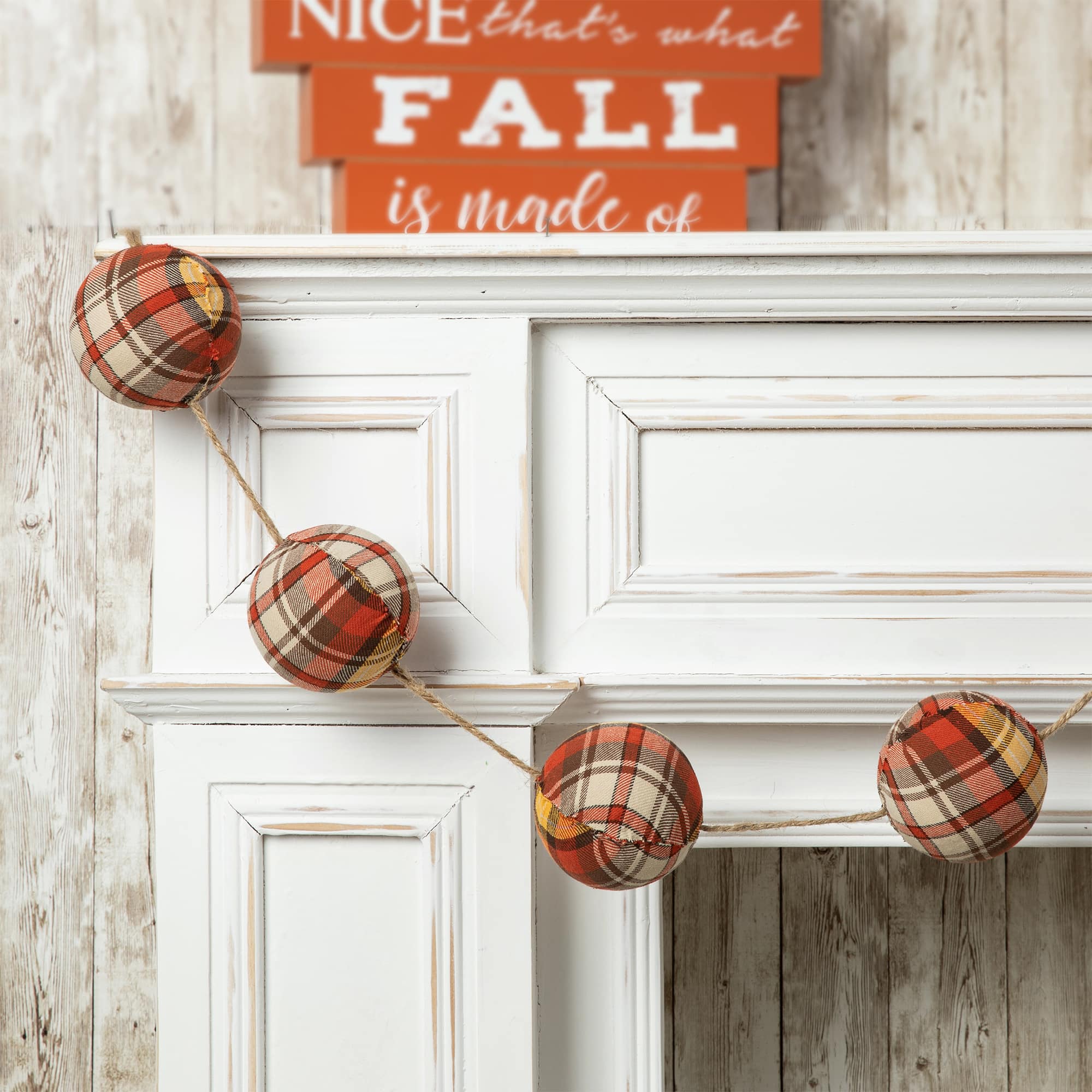 Glitzhome® 78.75" Fall Plaid Balls Garland