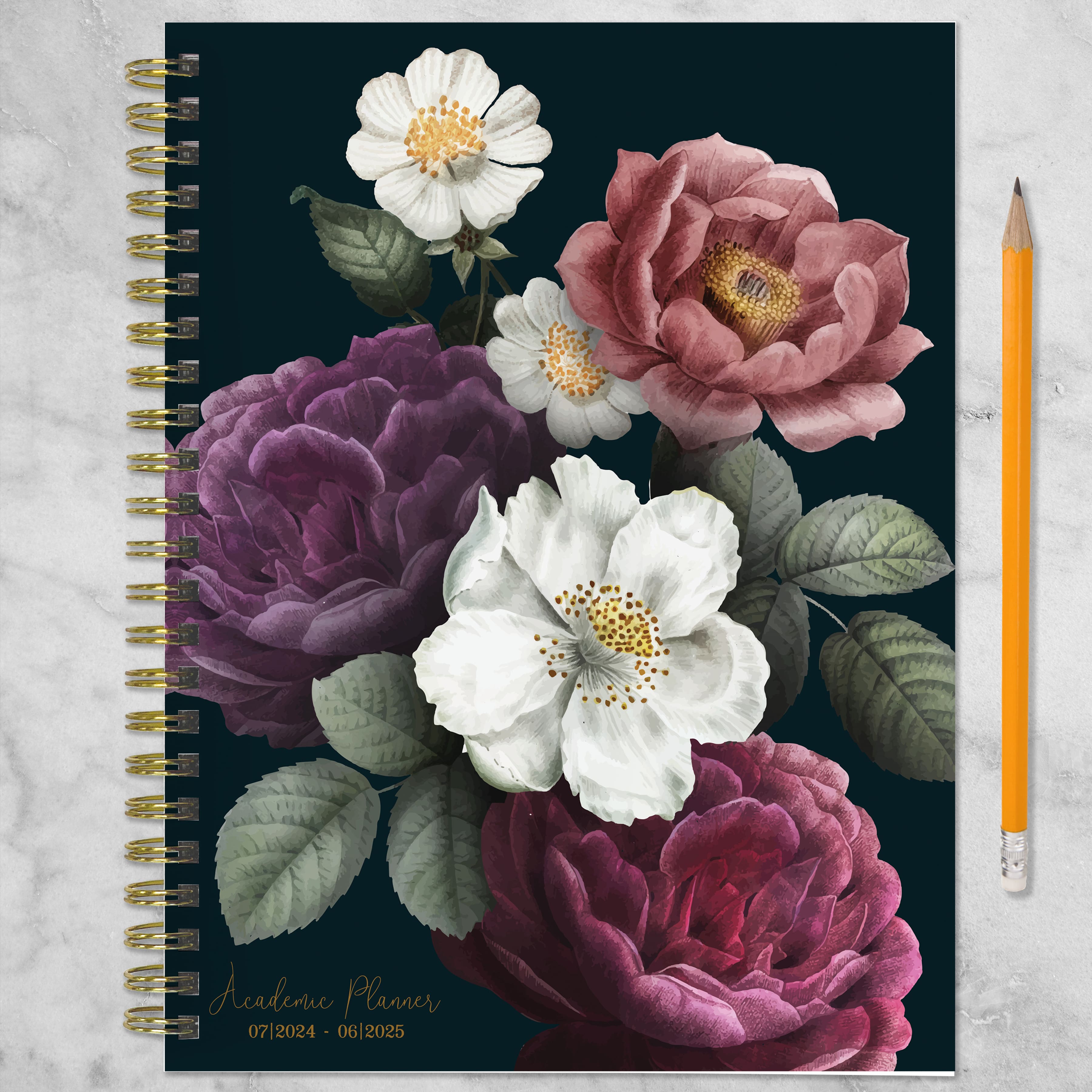 TF Publishing 2024 - 2025 Peony &#x26; Petals Medium Spiral Planner