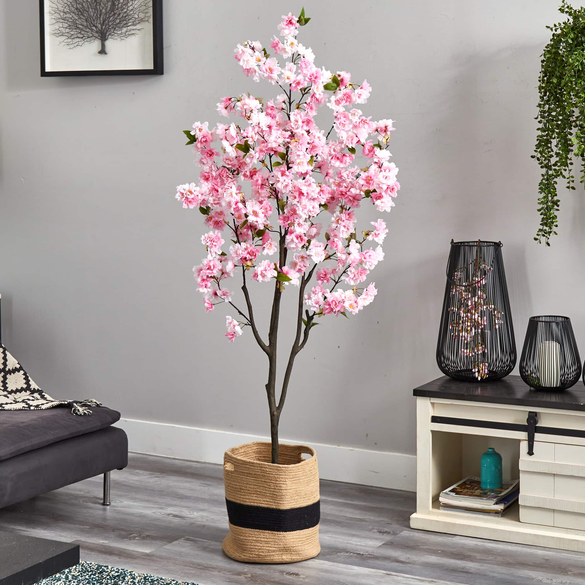 6ft. Artificial Cherry Blossom Tree with Basket