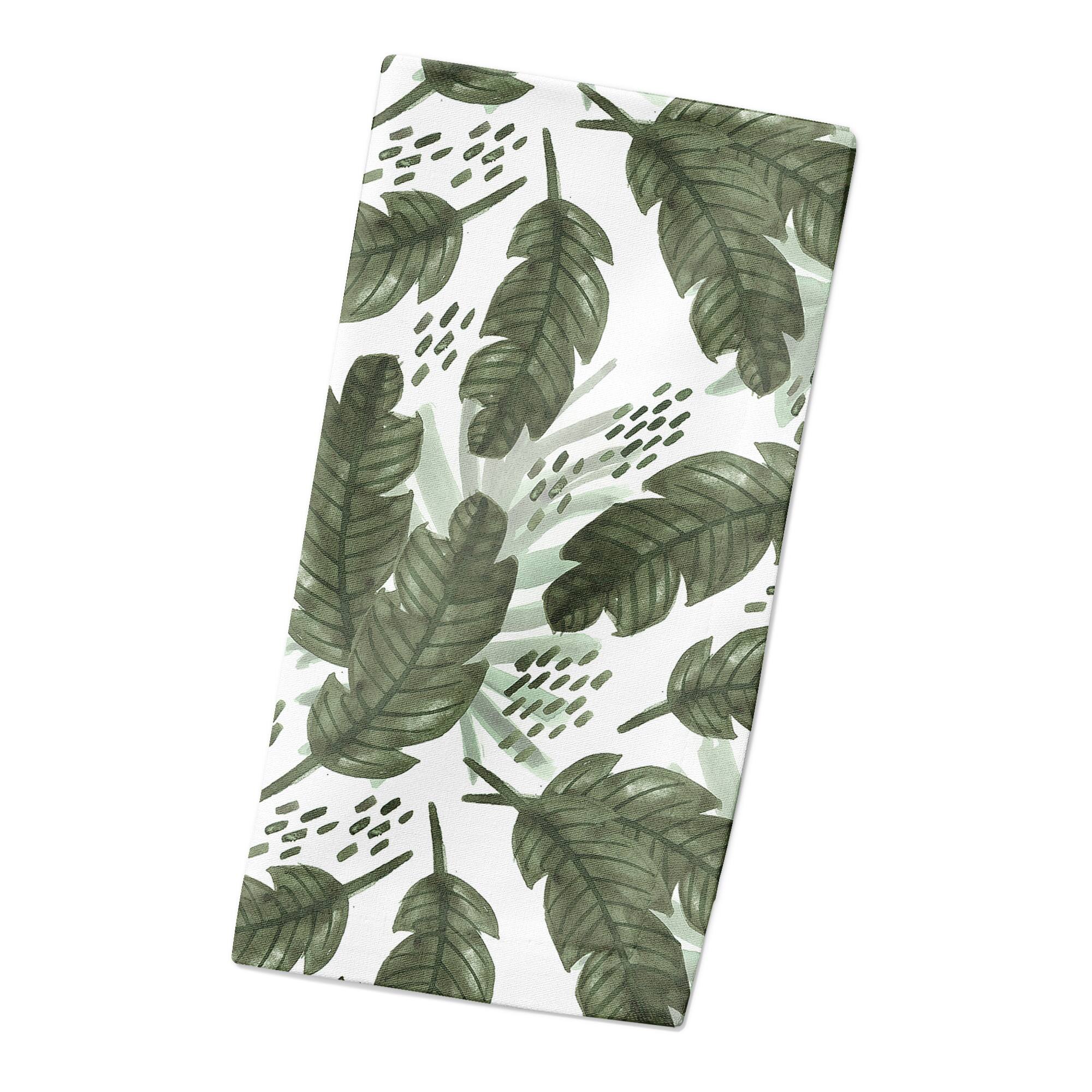 Tropical Leaves Pattern 10" x 10" Cotton Twill Napkin