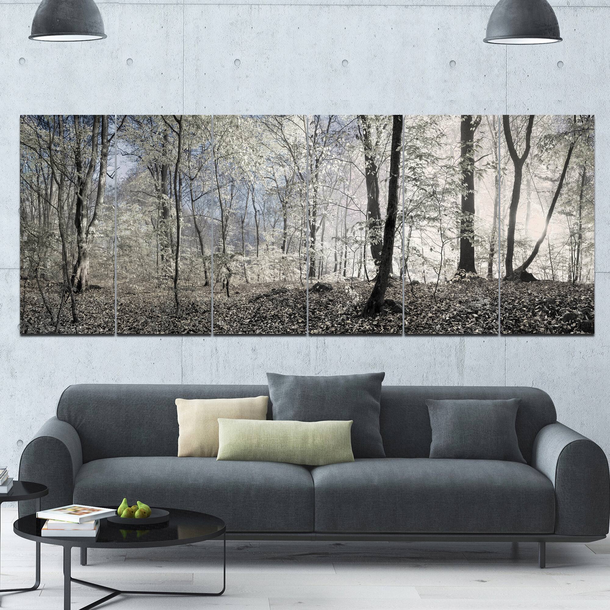 Designart - Dark Morning in Forest Panorama - Landscape Canvas Art Print