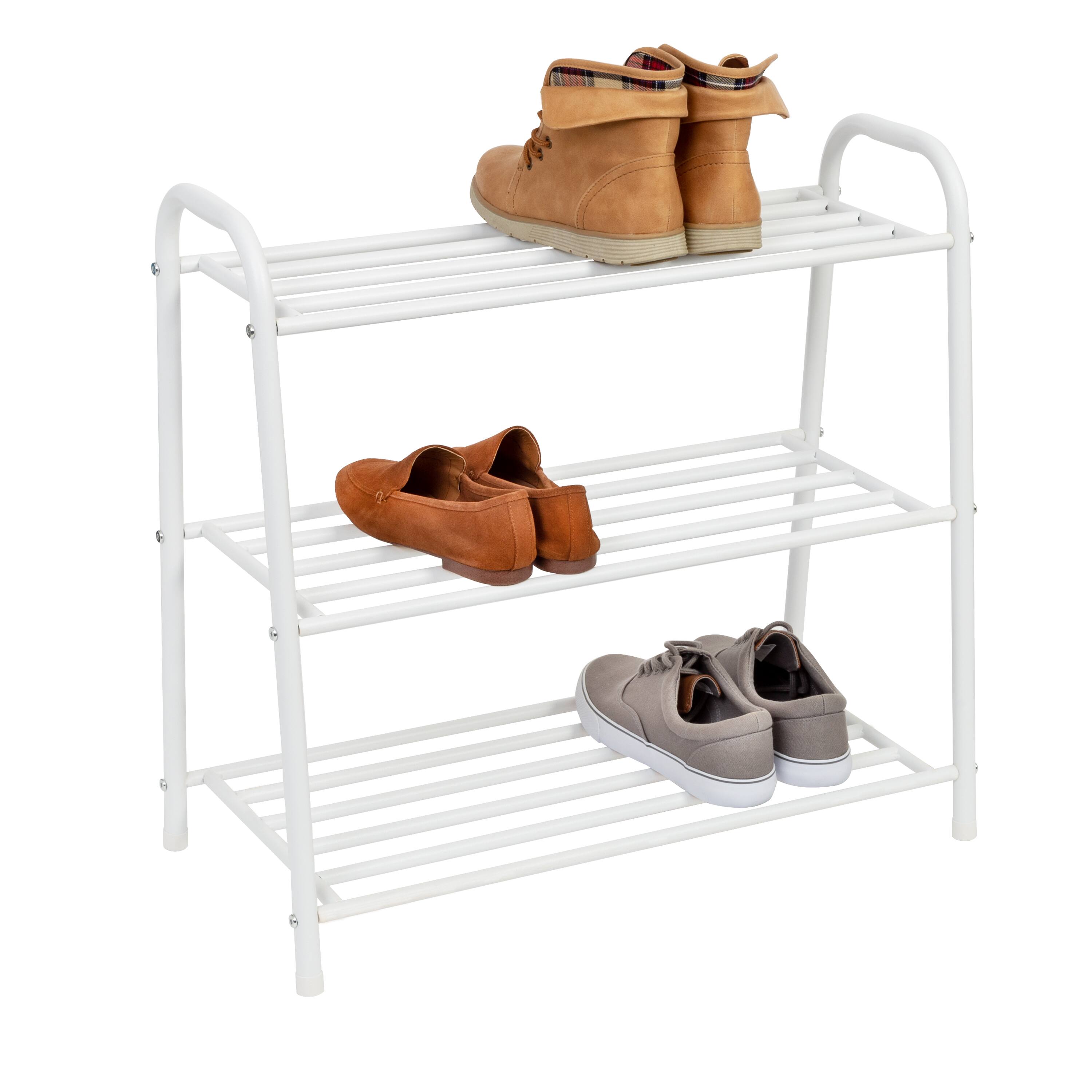 Honey Can Do Matte White 3-Shelf Steel Shoe Rack