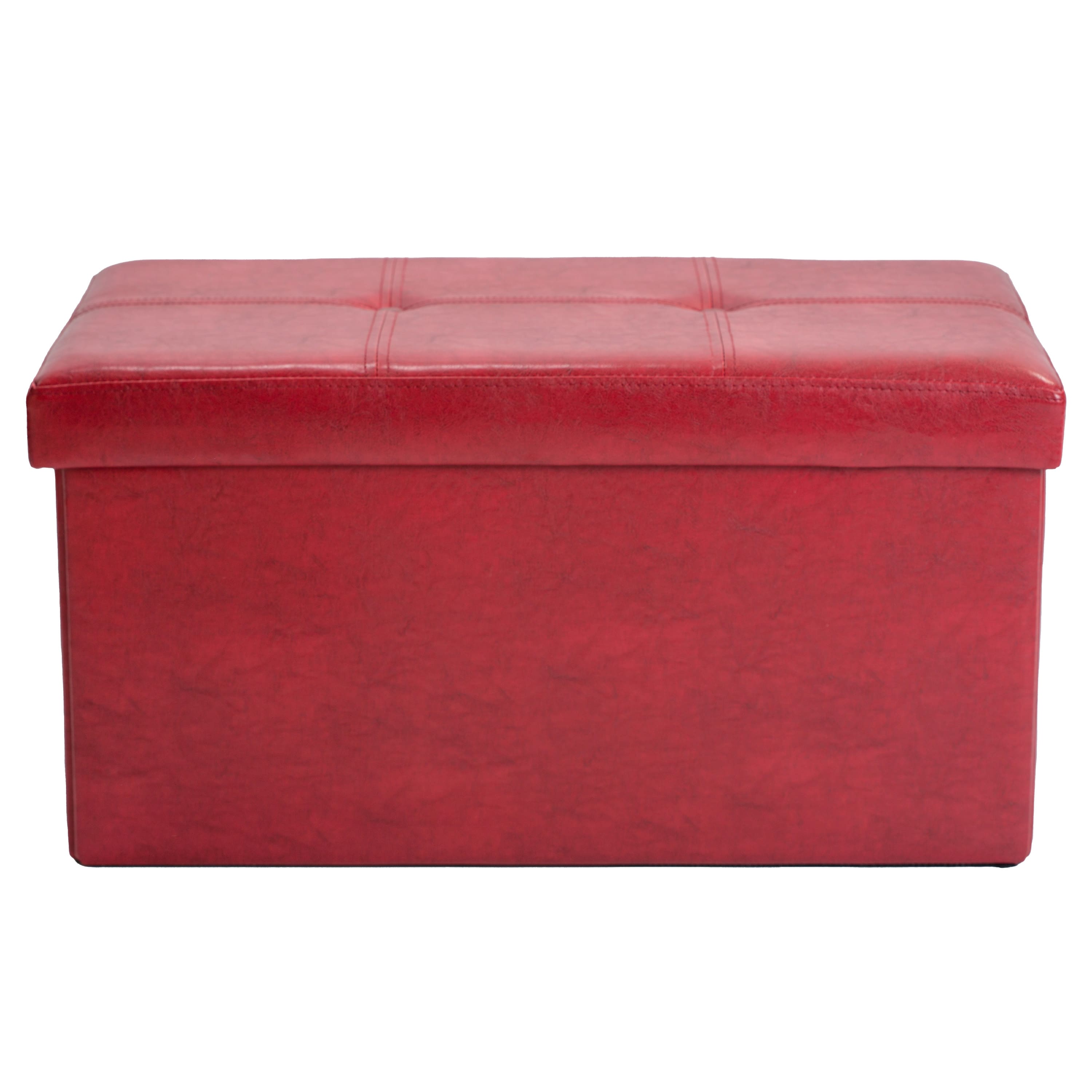 Simplify Faux Leather Double Folding Storage Ottoman