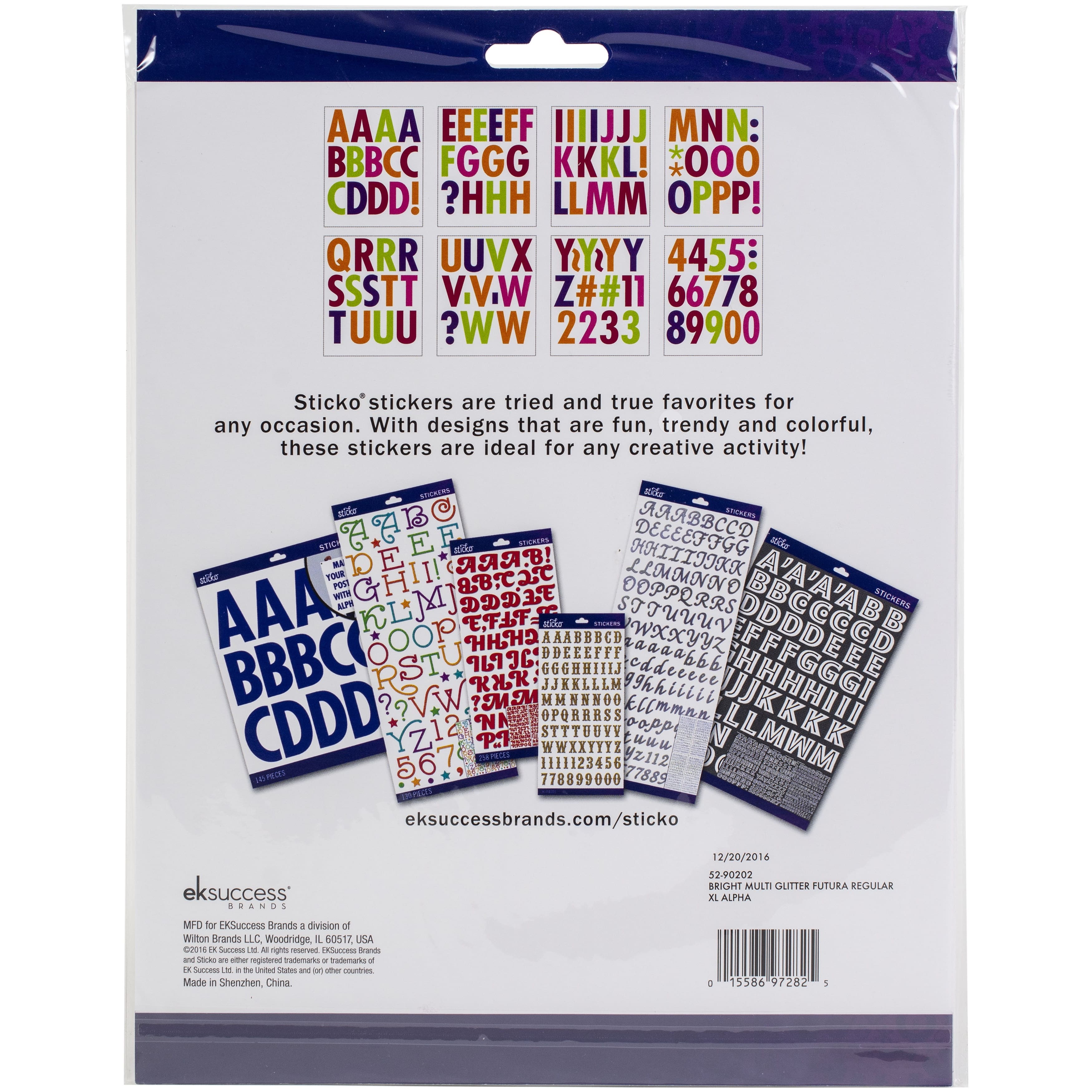 Sticko&#xAE; Multi Glitter Extra Large Futura Alphabet Stickers