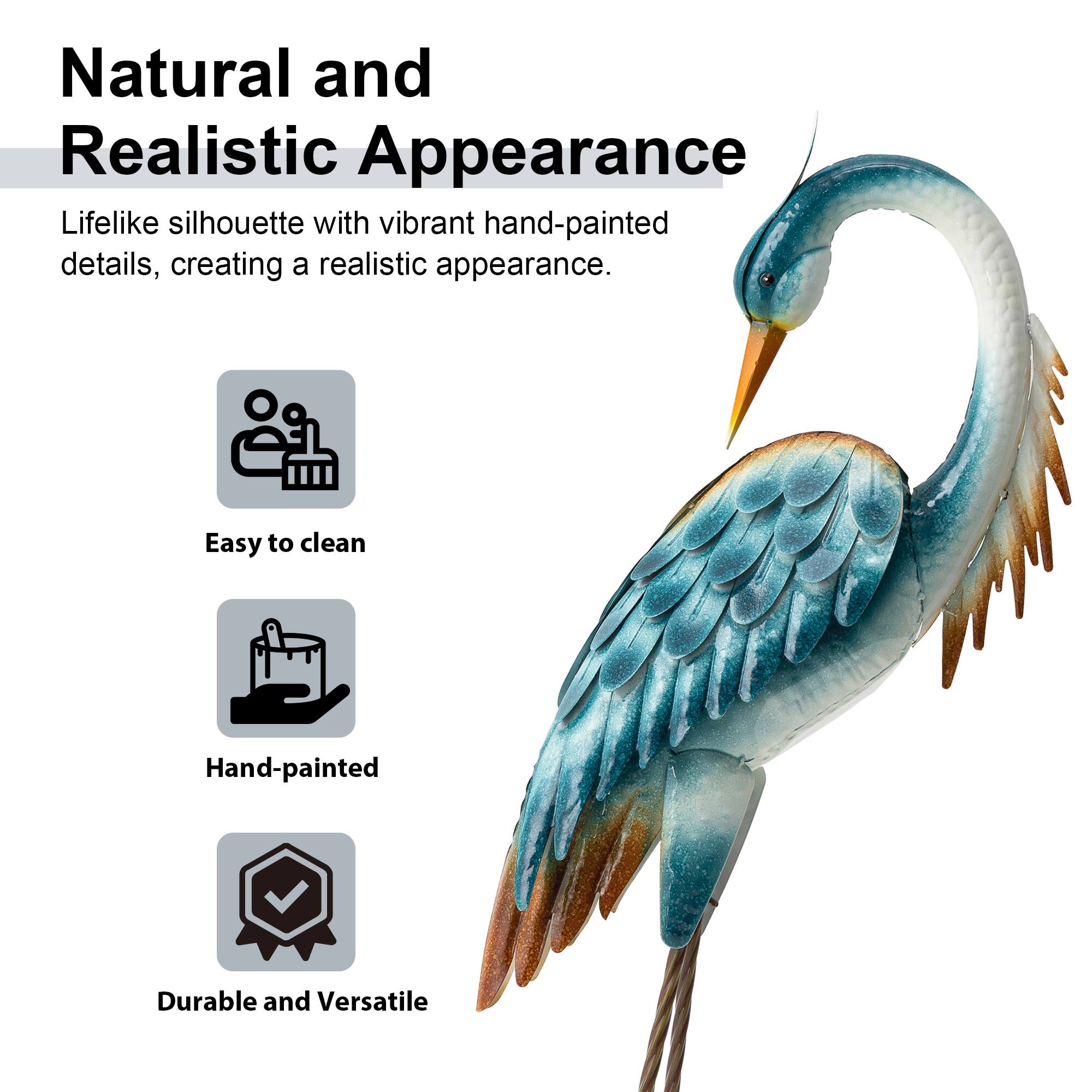 Glitzhome&#xAE; 38.5&#x22; Metal Standing Crane Garden Statue with Stakes