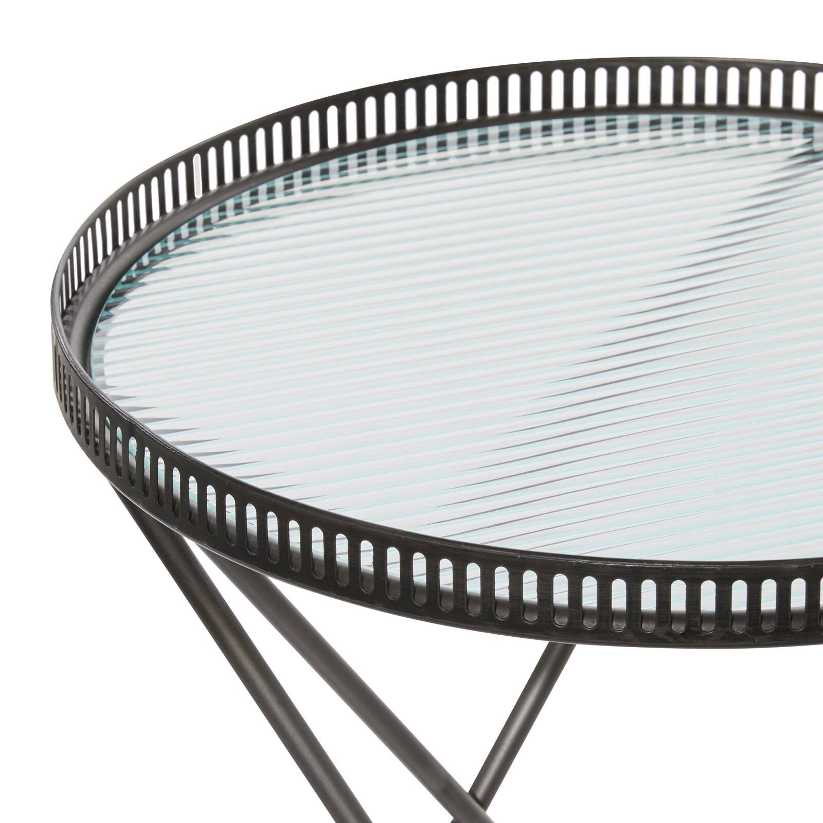 Gray Round Metal Industrial Accent Table Set