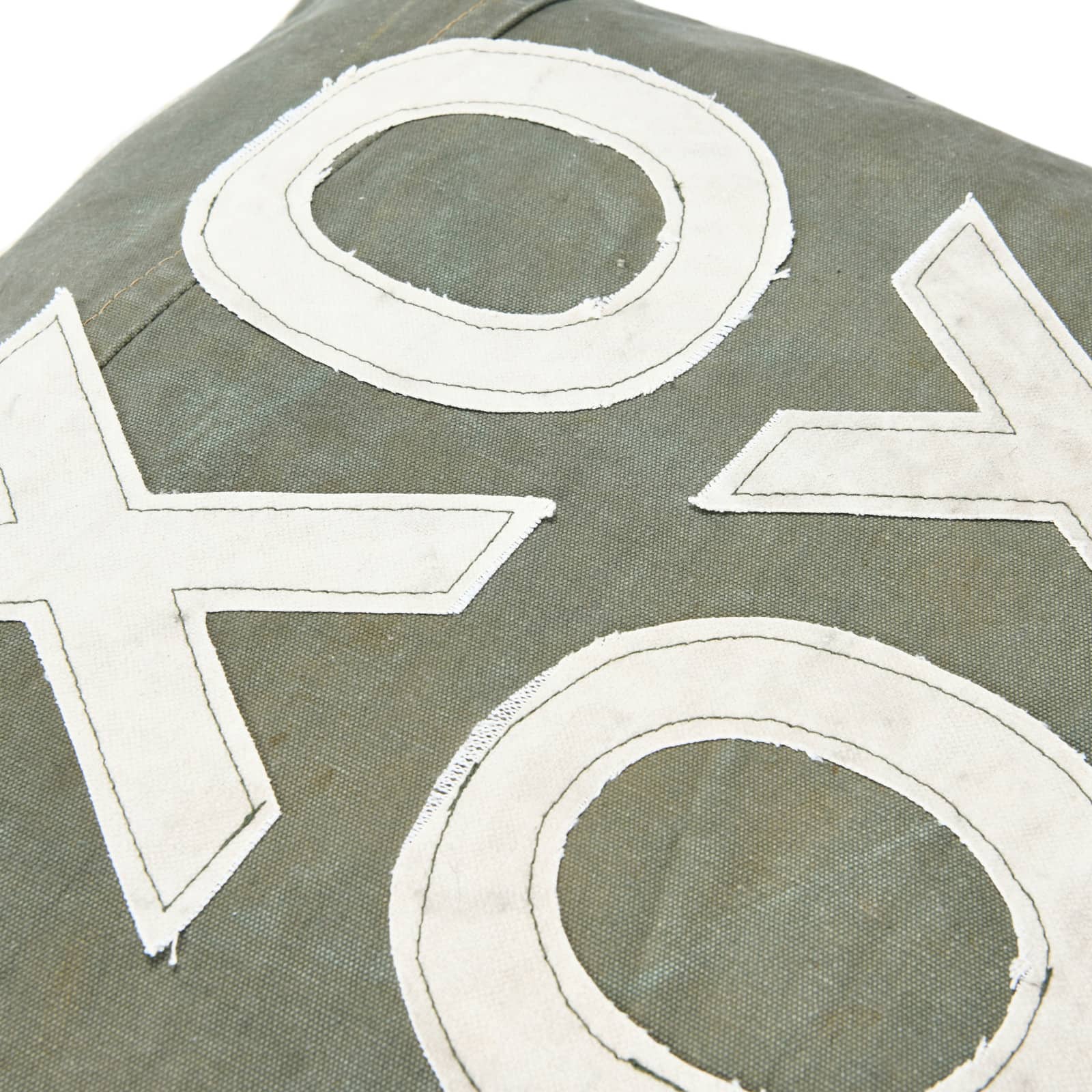 Hello Honey® Green & Natural Applique XO Throw Pillow with Fringe