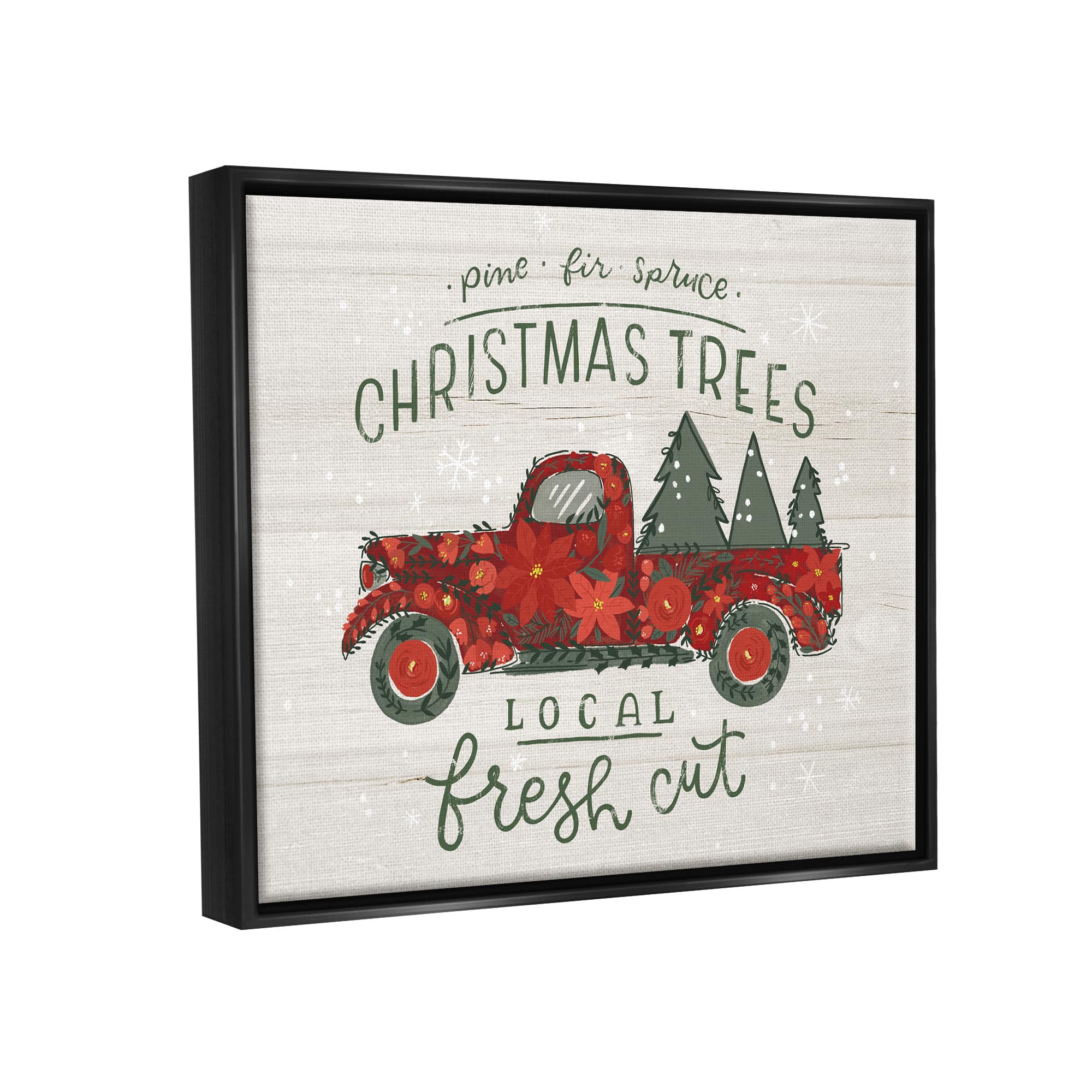 Stupell Industries Local Fresh Cut Christmas Trees Framed Floater Canvas Wall Art