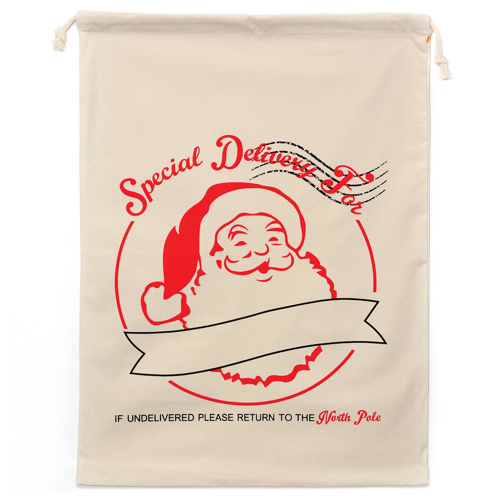 Personality Case™ 19" x 26" Cotton Natural Santa Drawstring Bag