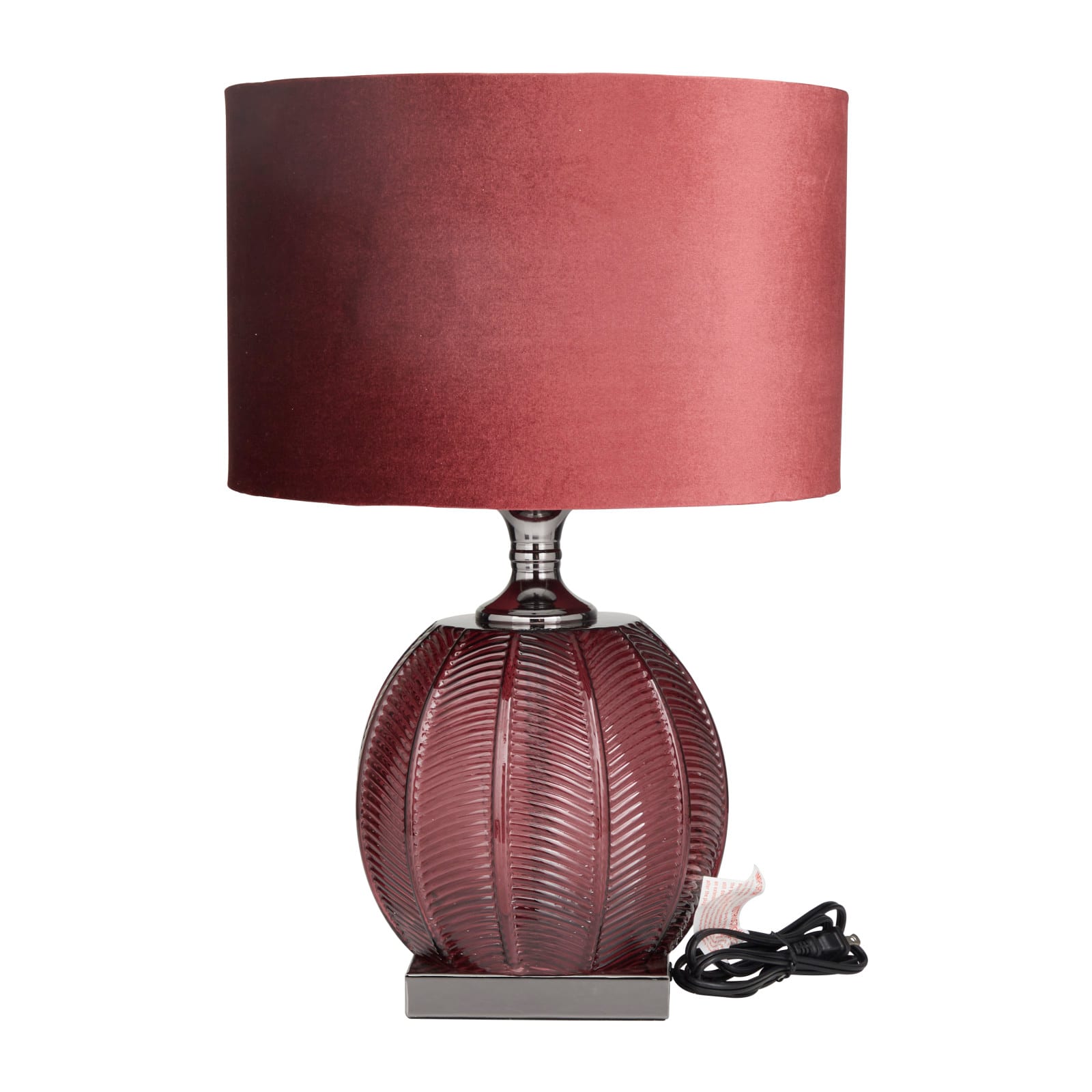 Red Velvet Glam Table Lamp, 21&#x22; x 14&#x22; x 14&#x22;