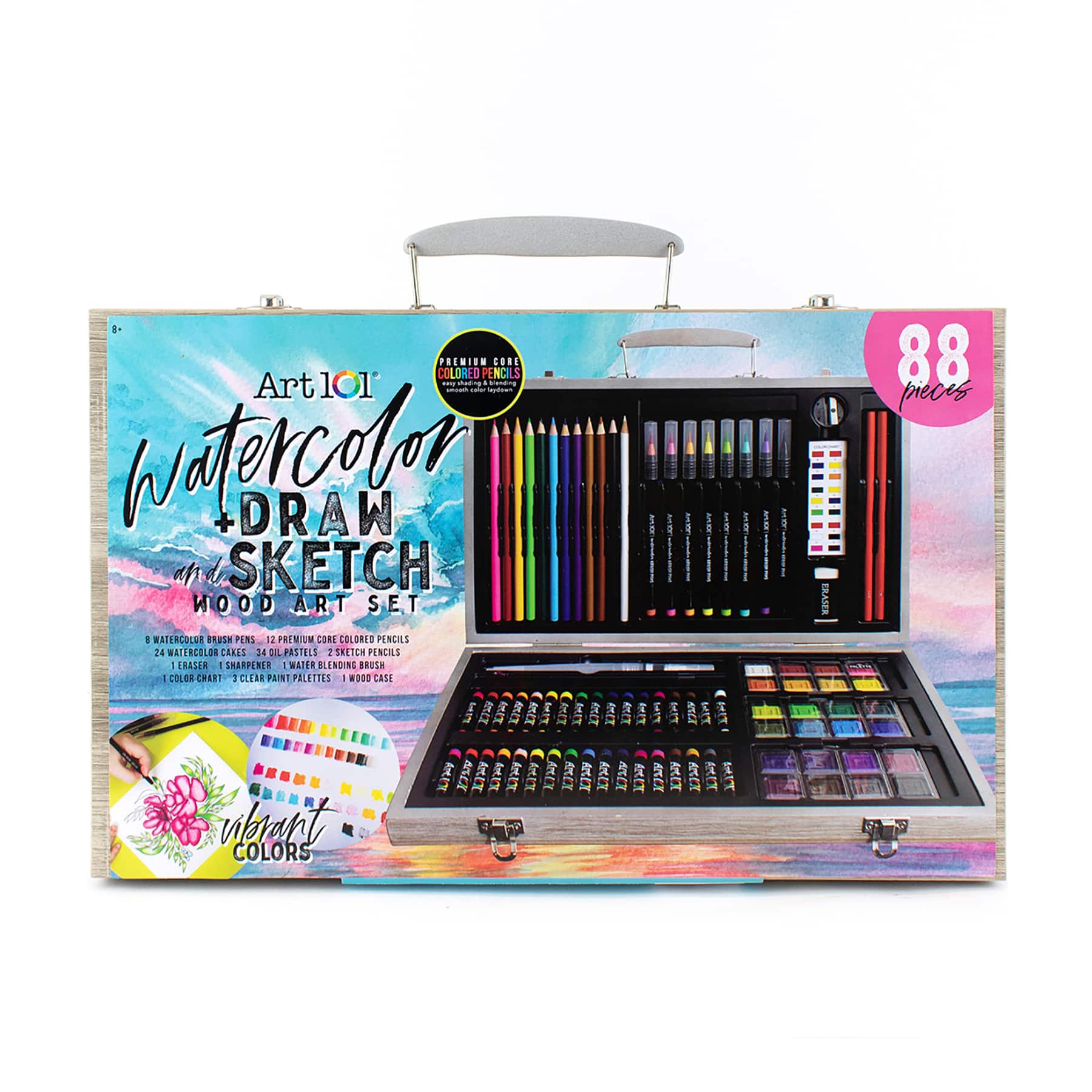 Art 101 Watercolor, Draw &#x26; Sketch Wood Art Set