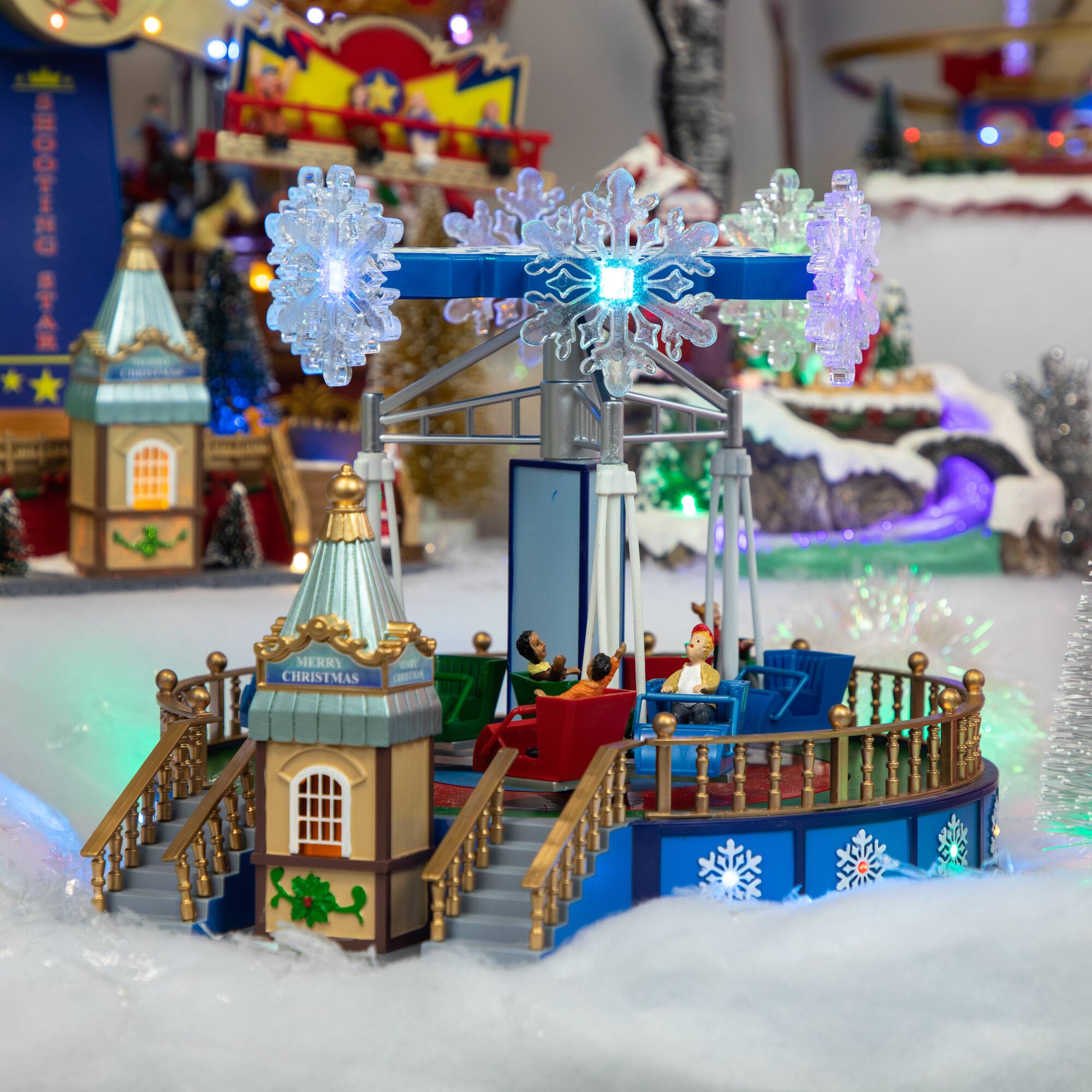 LED Lighted Animated and Musical Carnival Ride Christmas Village Display - 12&#x22;