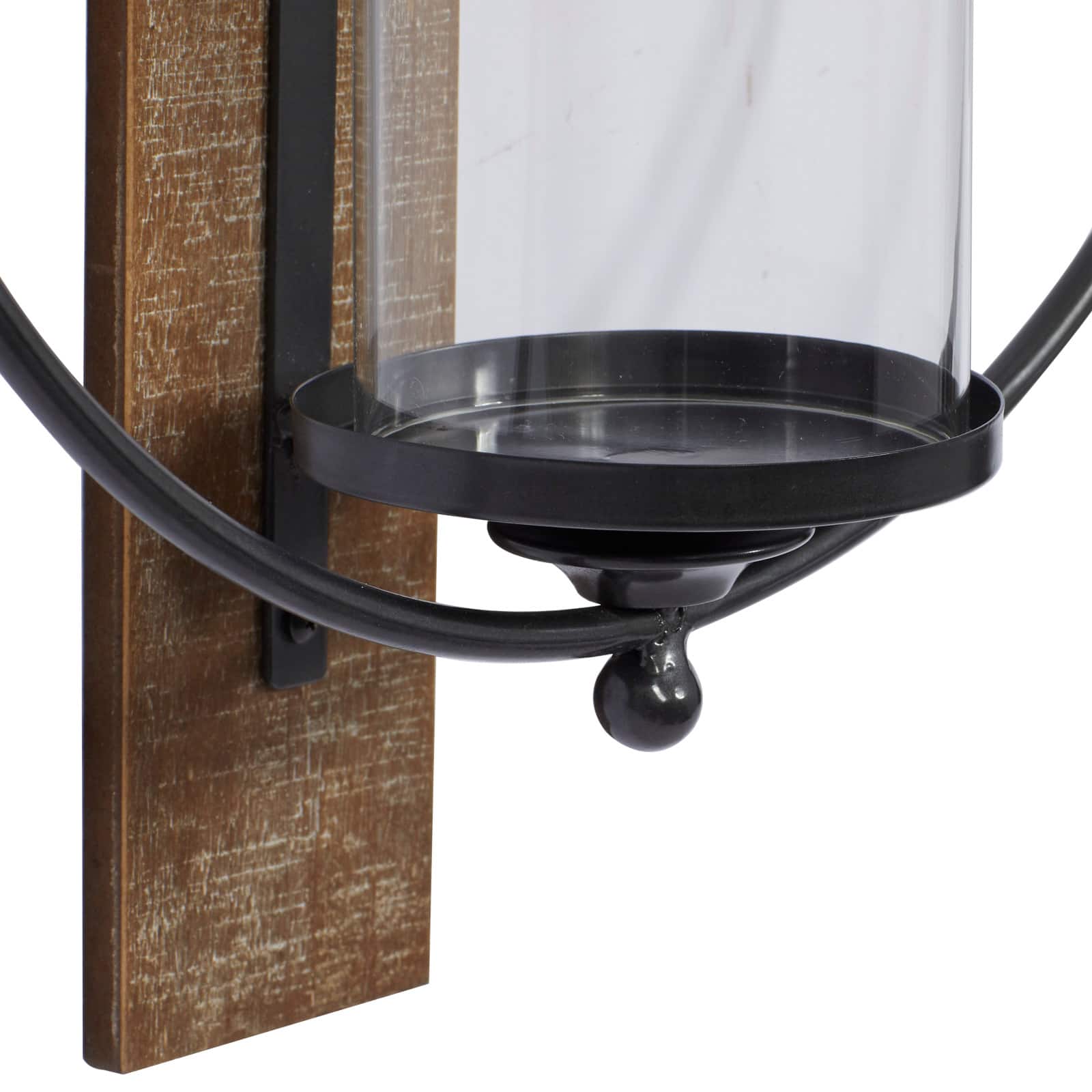 Farmhouse Brown Wood And Metal Wall Candle Holder, 28&#x22; x 16&#x22; x 6&#x22;