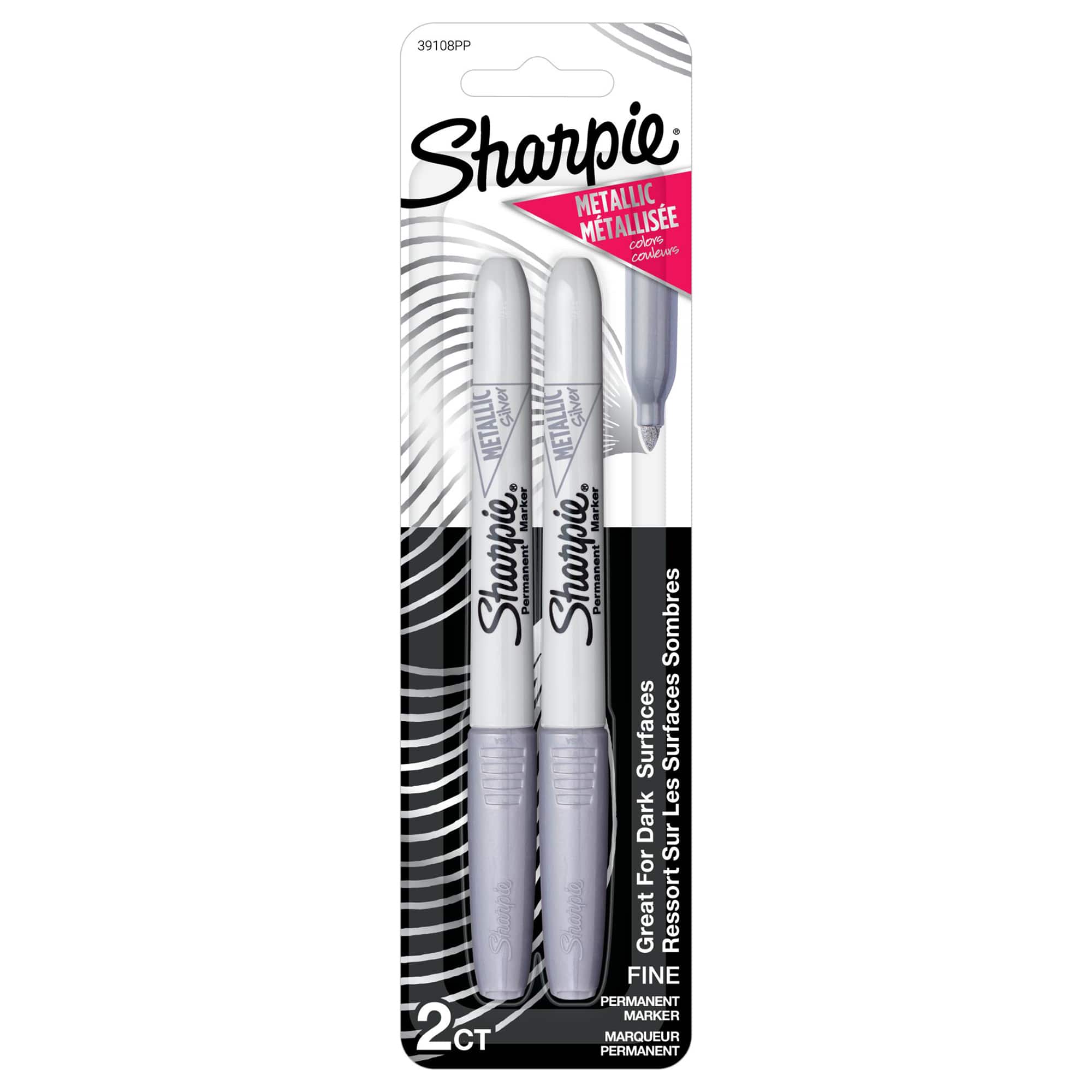 12 Pack for sale online Sharpie 39100 Permanent Fine Markers Metallic Silver 