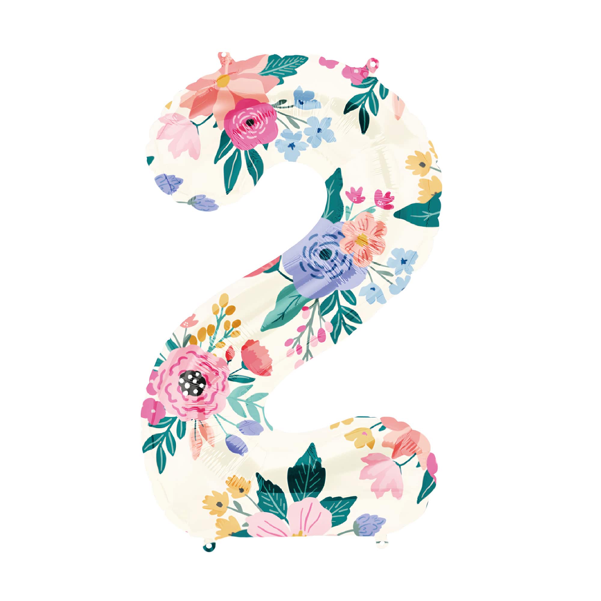 34&#x22; Floral Number Foil Balloon