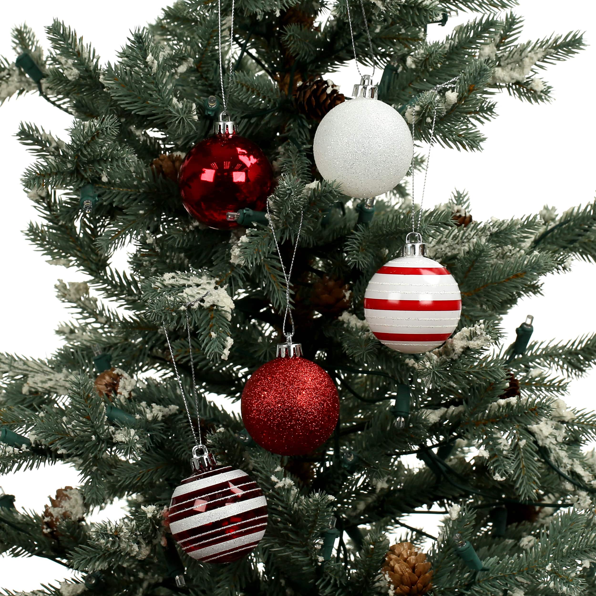 5 Pack 2.2" Red & White Shatterproof Ball Ornaments by Ashland