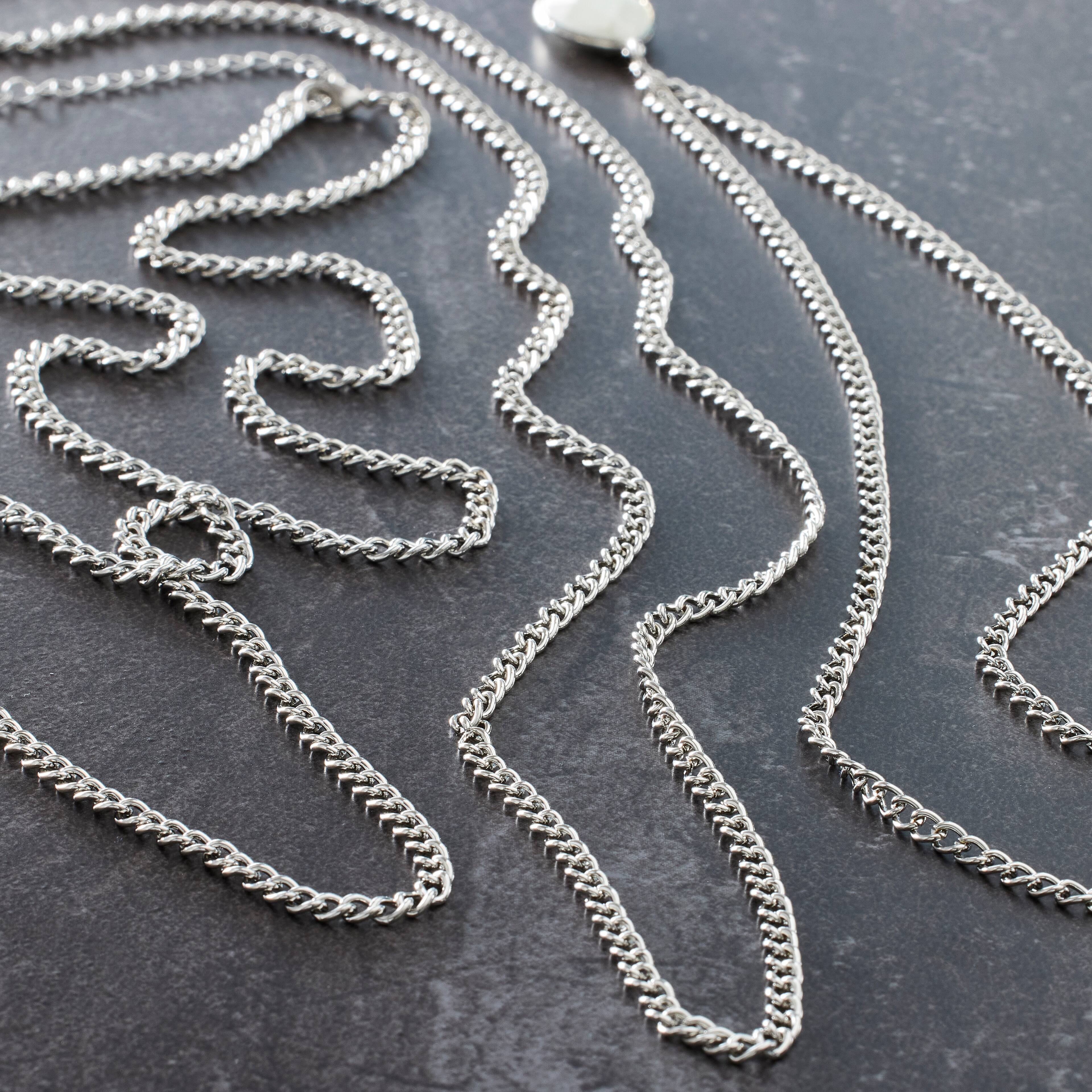 12 Packs: 3 ct. (36 total) 30" Rhodium Curb Chain Necklaces by Bead Landing™