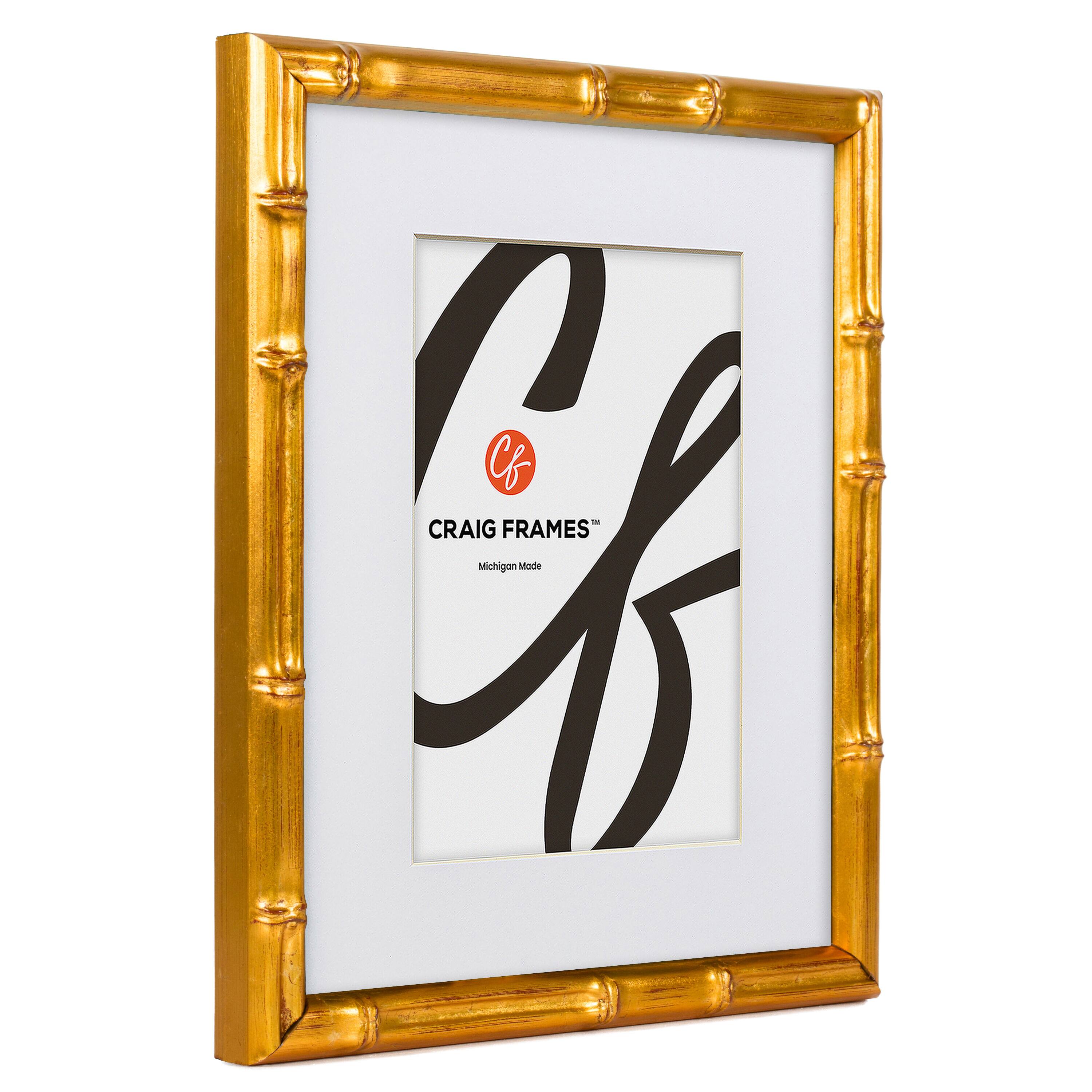 Craig Frames Vintage Bamboo Brushed Gold Picture Frame with Mat