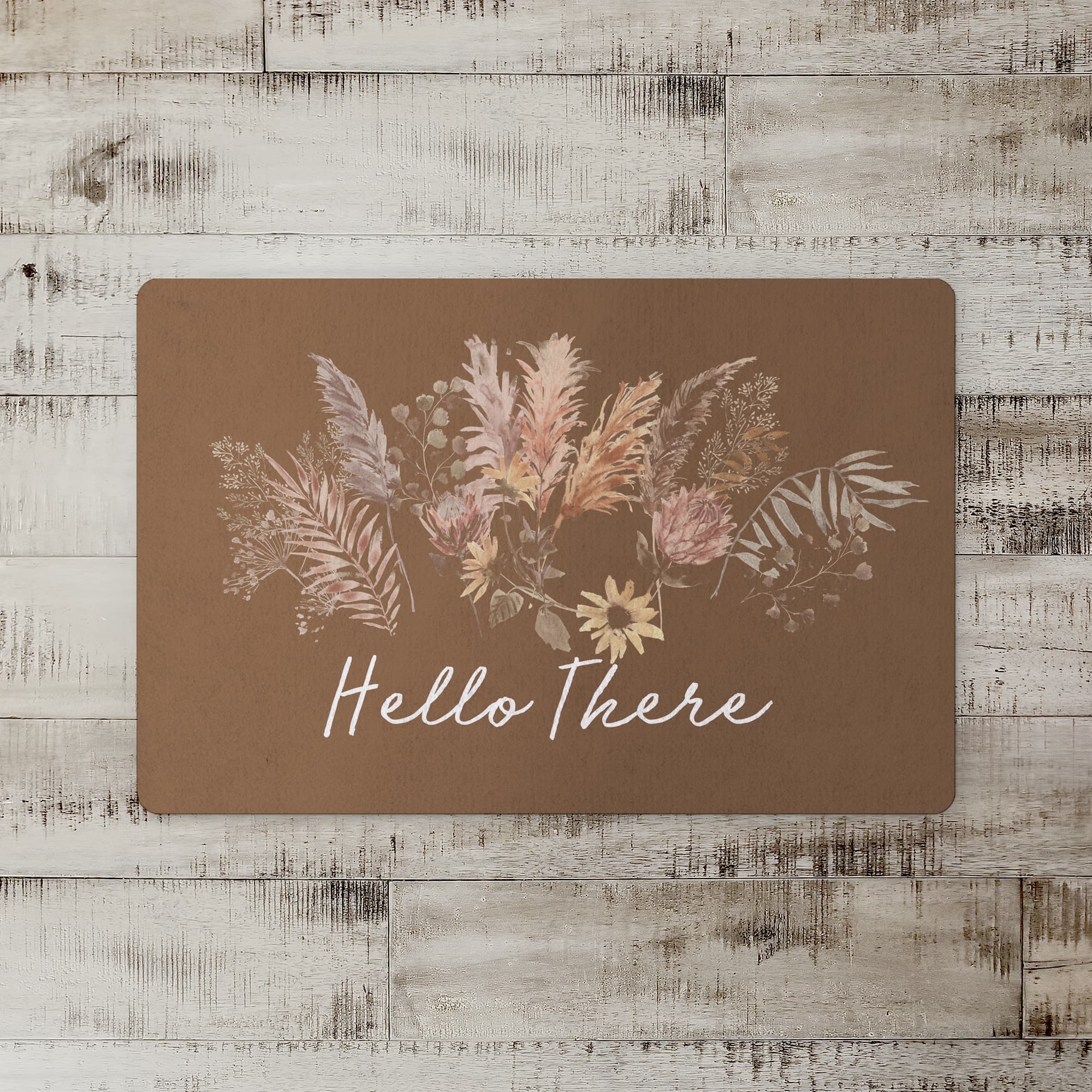 Hello There Floral Floor Mat, 18" x 27"