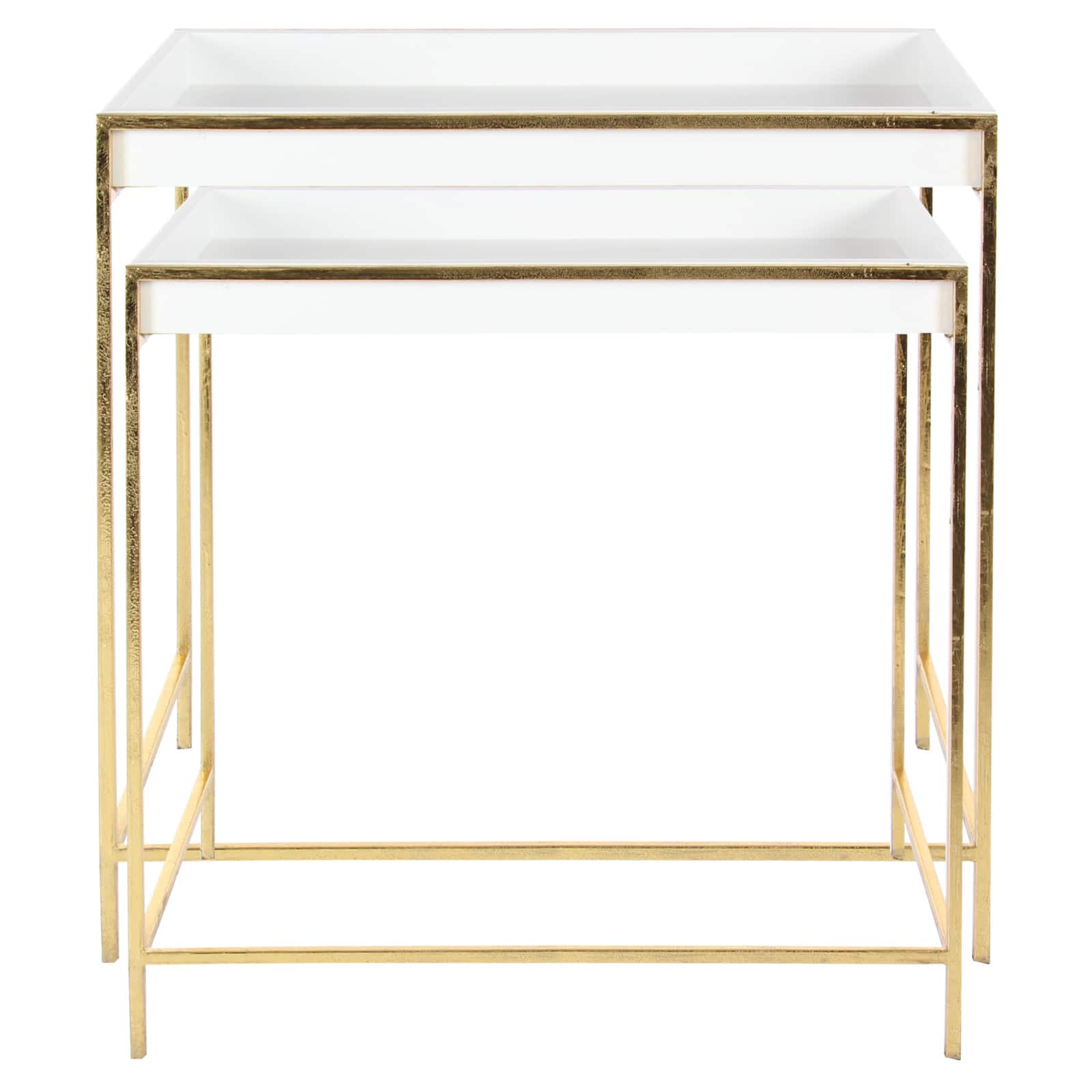 Set of 2 Gold Metal Contemporary Console Table, 22", 20"