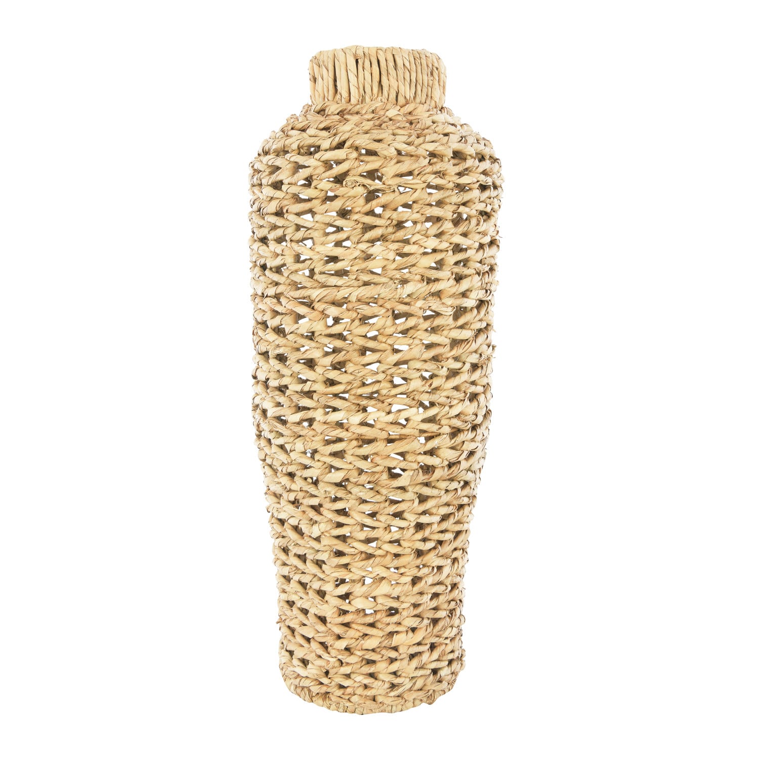 22&#x22; Handwoven Water Hyacinth &#x26; Rattan Floor Vase