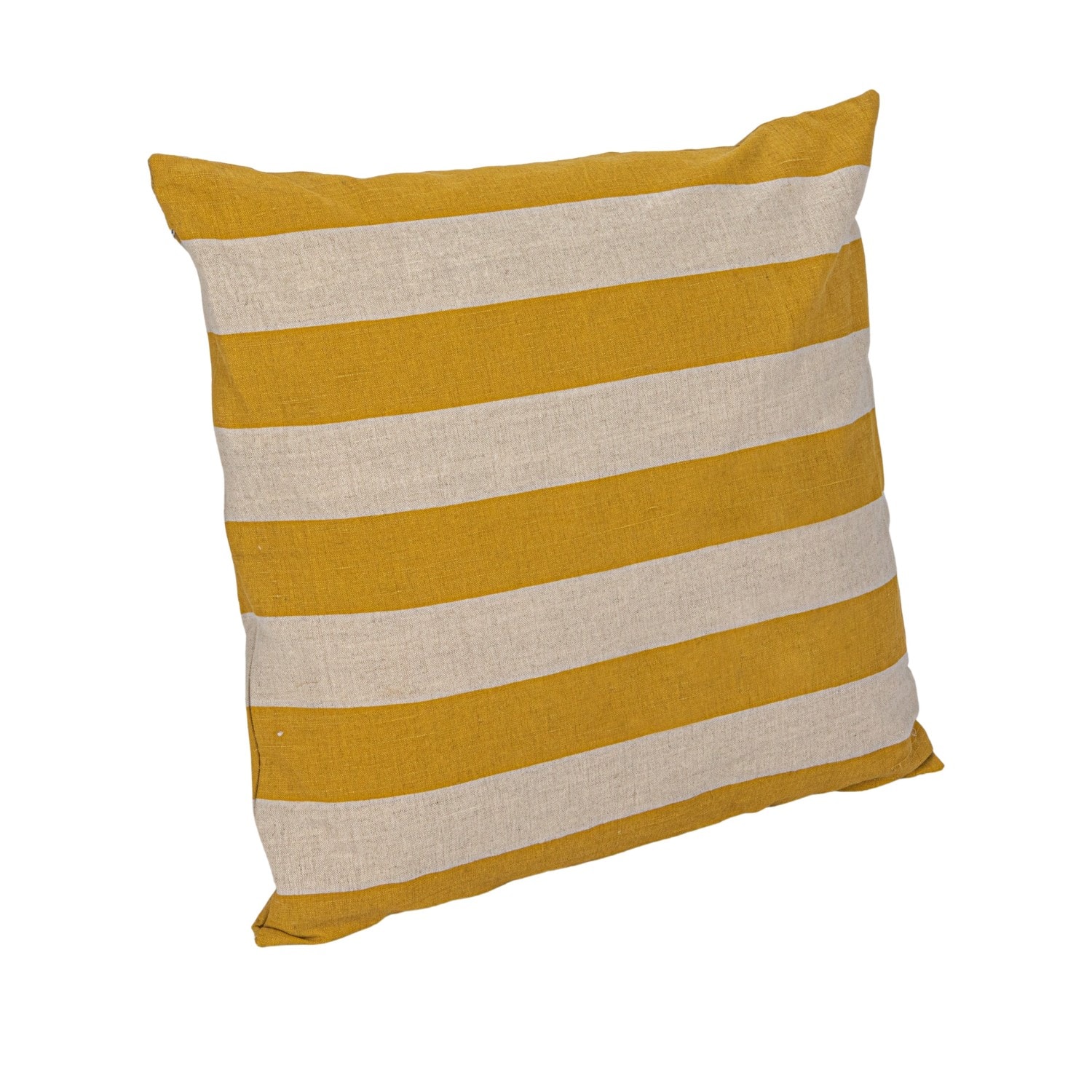 Hello Honey&#xAE; 20&#x22; Yellow &#x26; Natural Cotton &#x26; Linen Striped Pillow