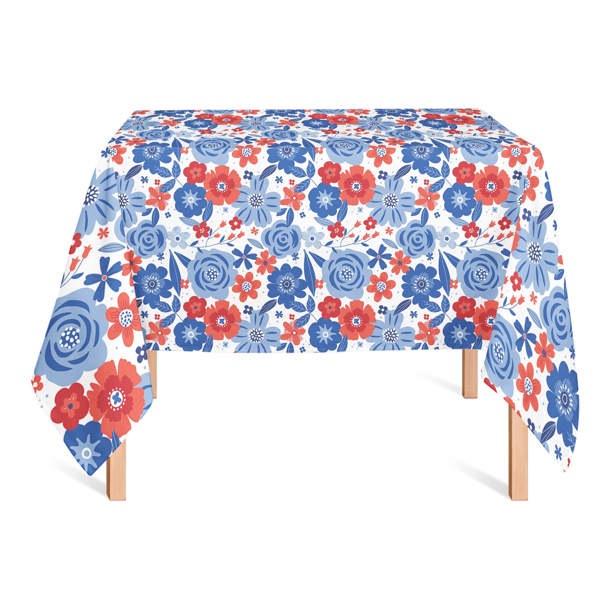 Red White and Blue Florals Tablecloth