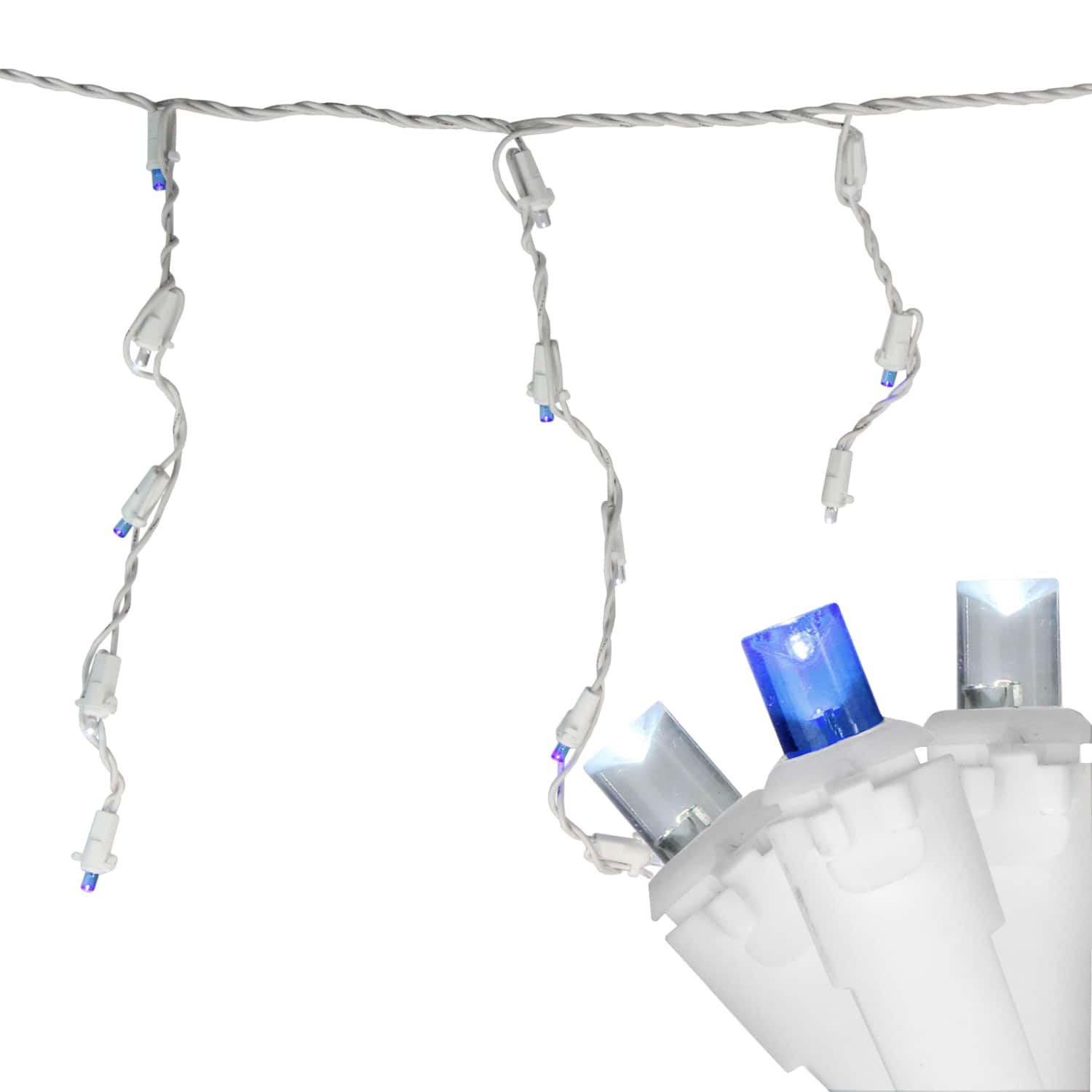 100ct. LED Wide Angle Icicle Christmas Lights With White Wire