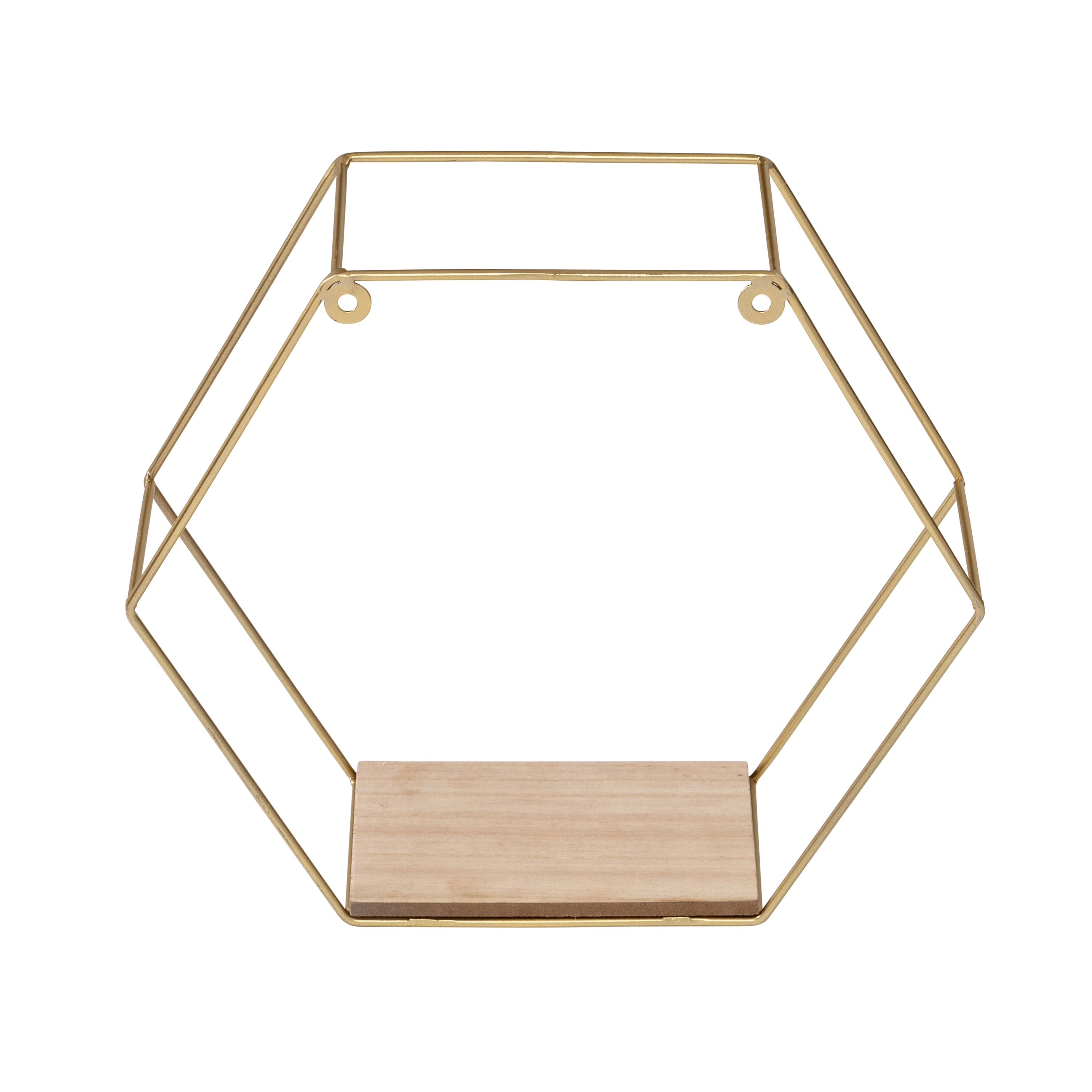 Honey Can Do 12" Gold Hexagonal Decorative Metal Wall Shelves