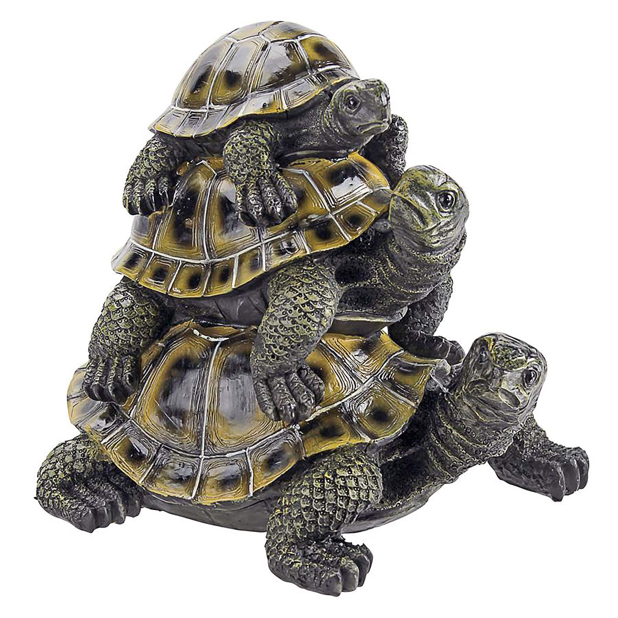 Design Toscano 9.5&#x22; Three&#x27;s a Crowd Stacked Turtle Statue