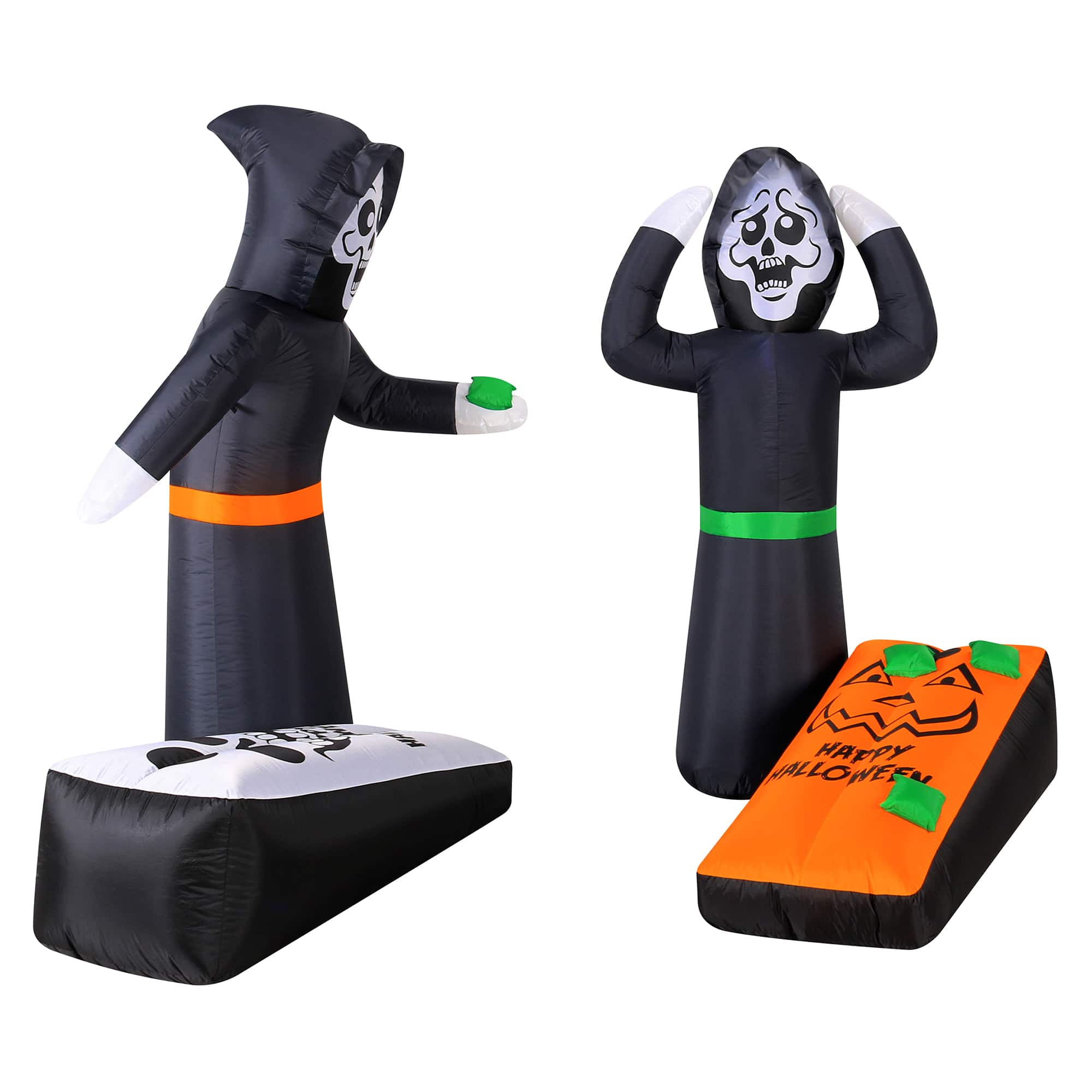 5ft. Inflatable Halloween Light Up Reapers Playing Corn Hole