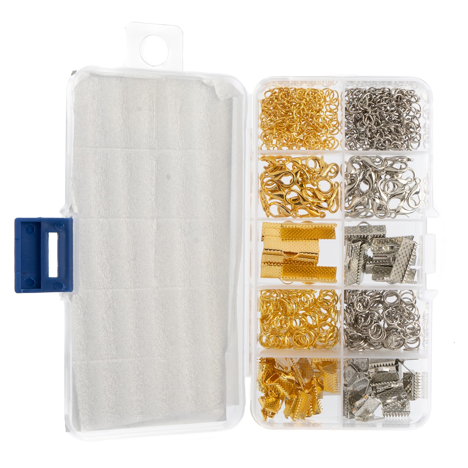 John Bead 10 Slots Rectangle Gold & Silver Jewelry Making Assortment Box Kit, 320ct.