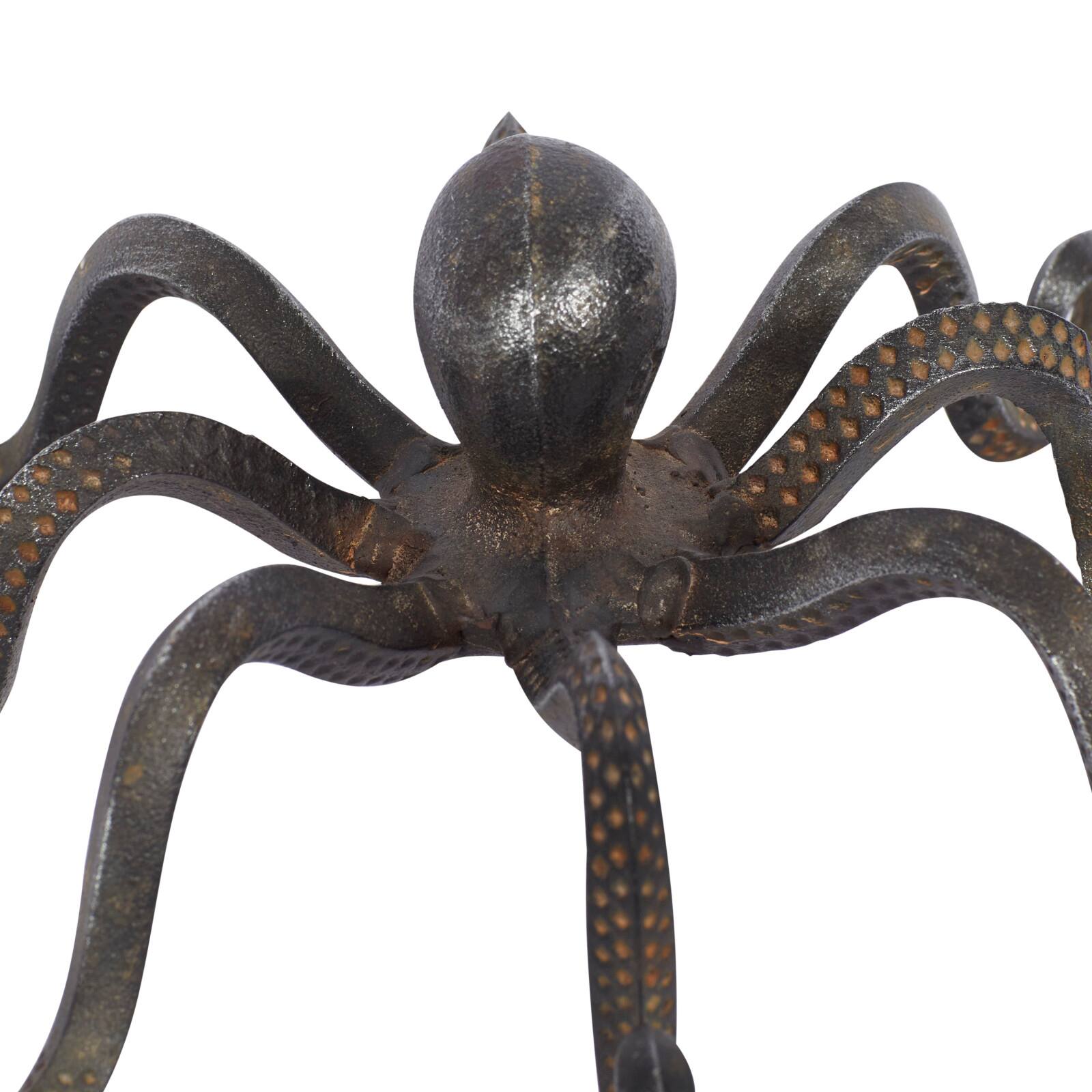 12&#x22; Black Metal Coastal Octopus Sculpture