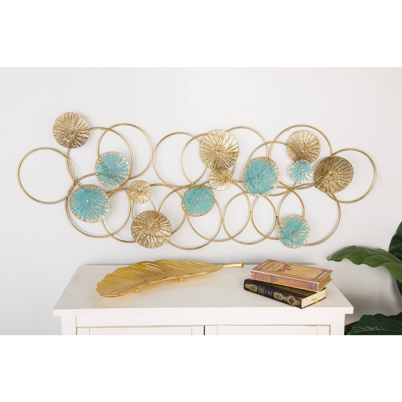 Rose Gold & Blue Contemporary Ornamental Metal Wall Décor