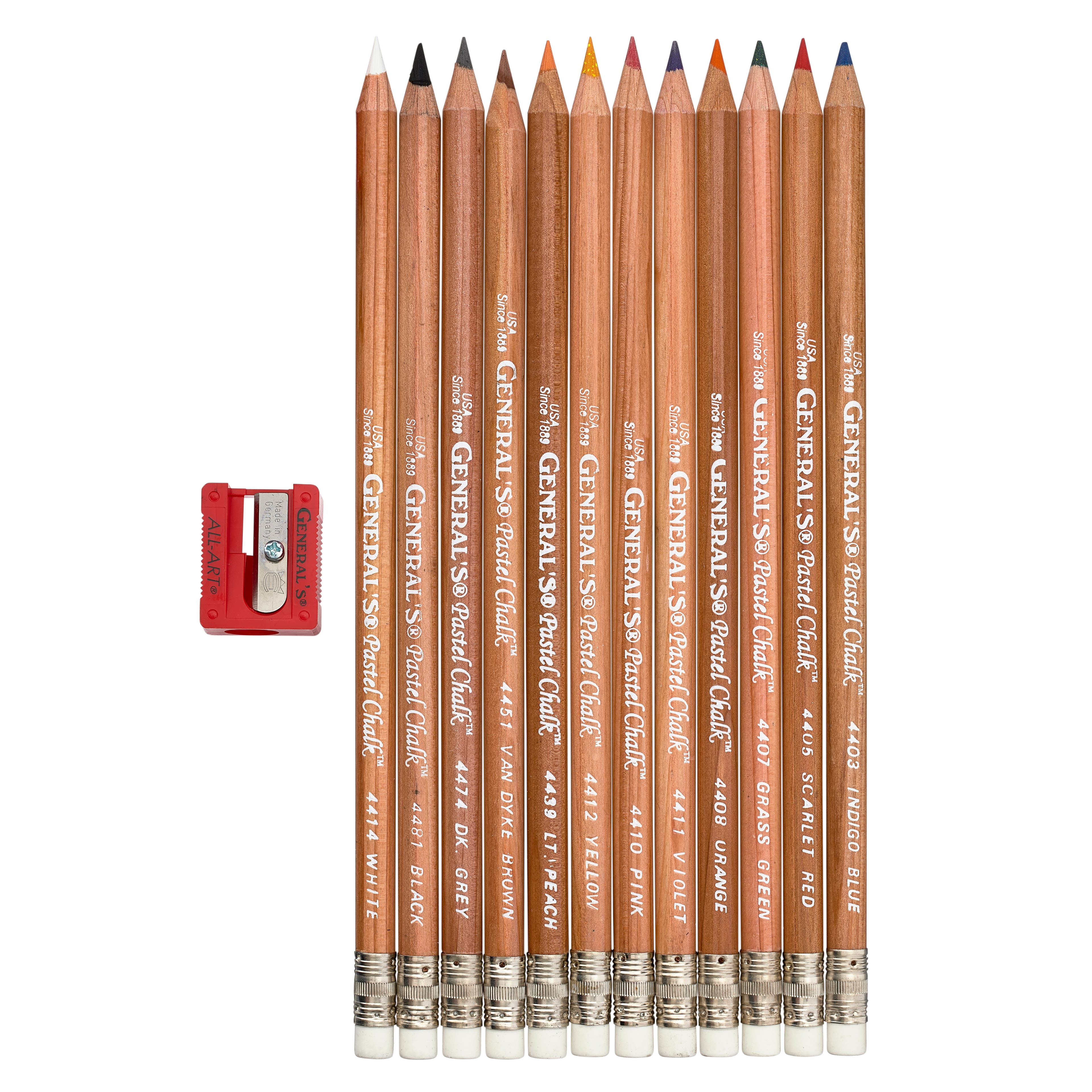  General Pencil 4400-12A General's Pastel Chalk Pencils, 12  Colors, Multicolor, 7 x 1/4 x 1/4 in
