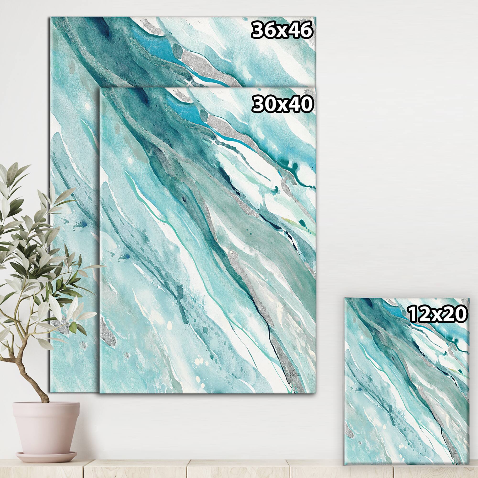 Designart - Silver Springs II Blue Green - Nautical & Coastal Canvas Artwork