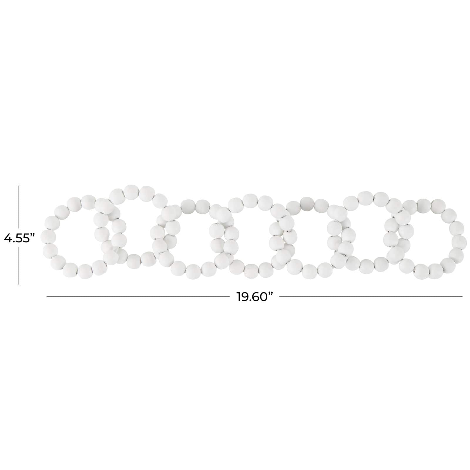 20" White Wood Chain Beaded 7 Link Sculpture