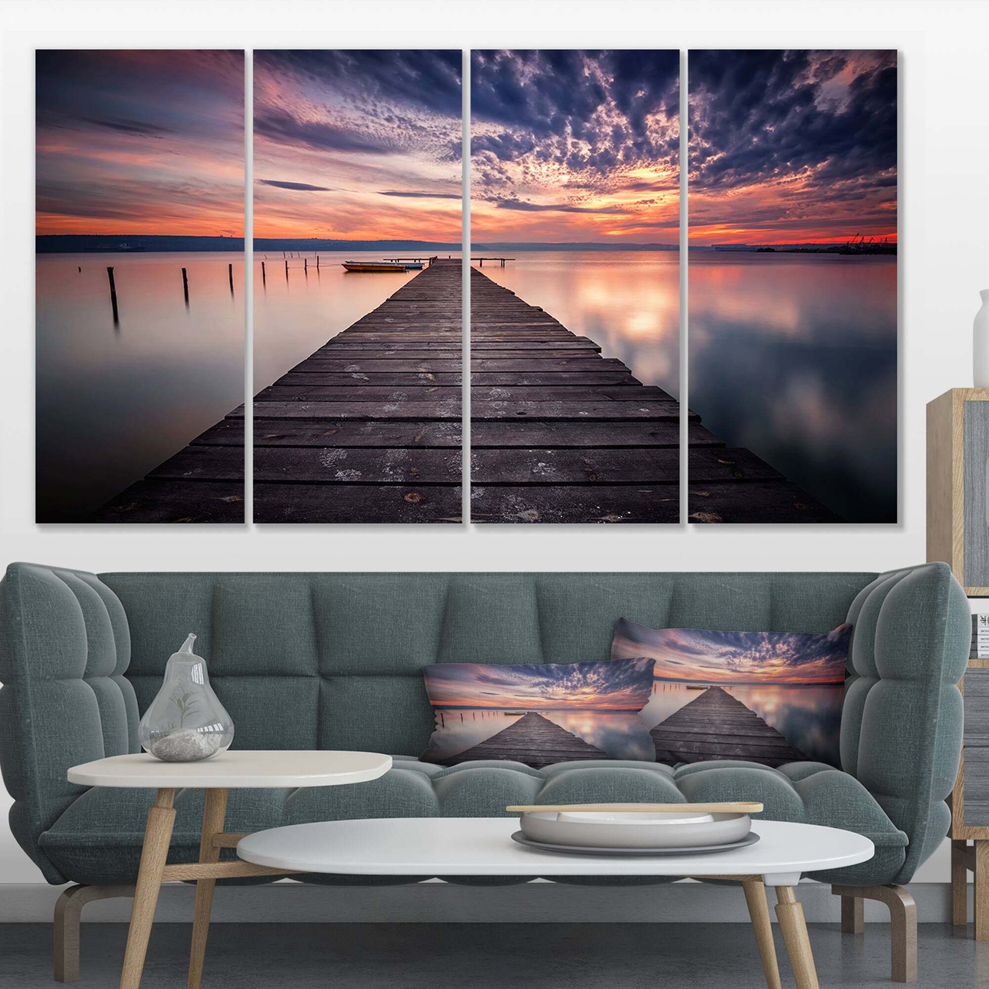 Designart - Colorful Sunset Over Lake - Landscape Photography Canvas Print