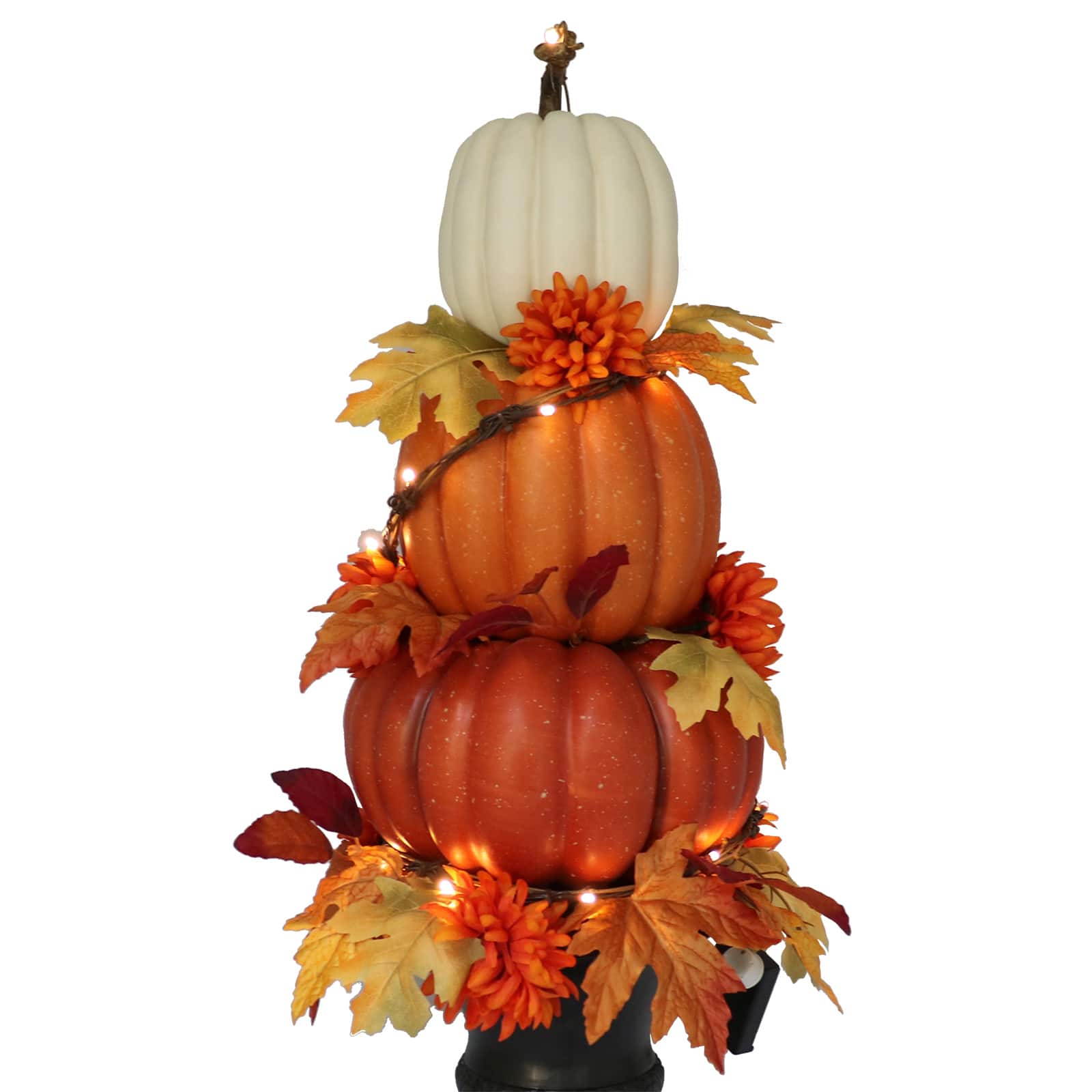 31.5&#x22; LED Premade Designer Premium Floral Pumpkin Topiary by Ashland&#xAE;