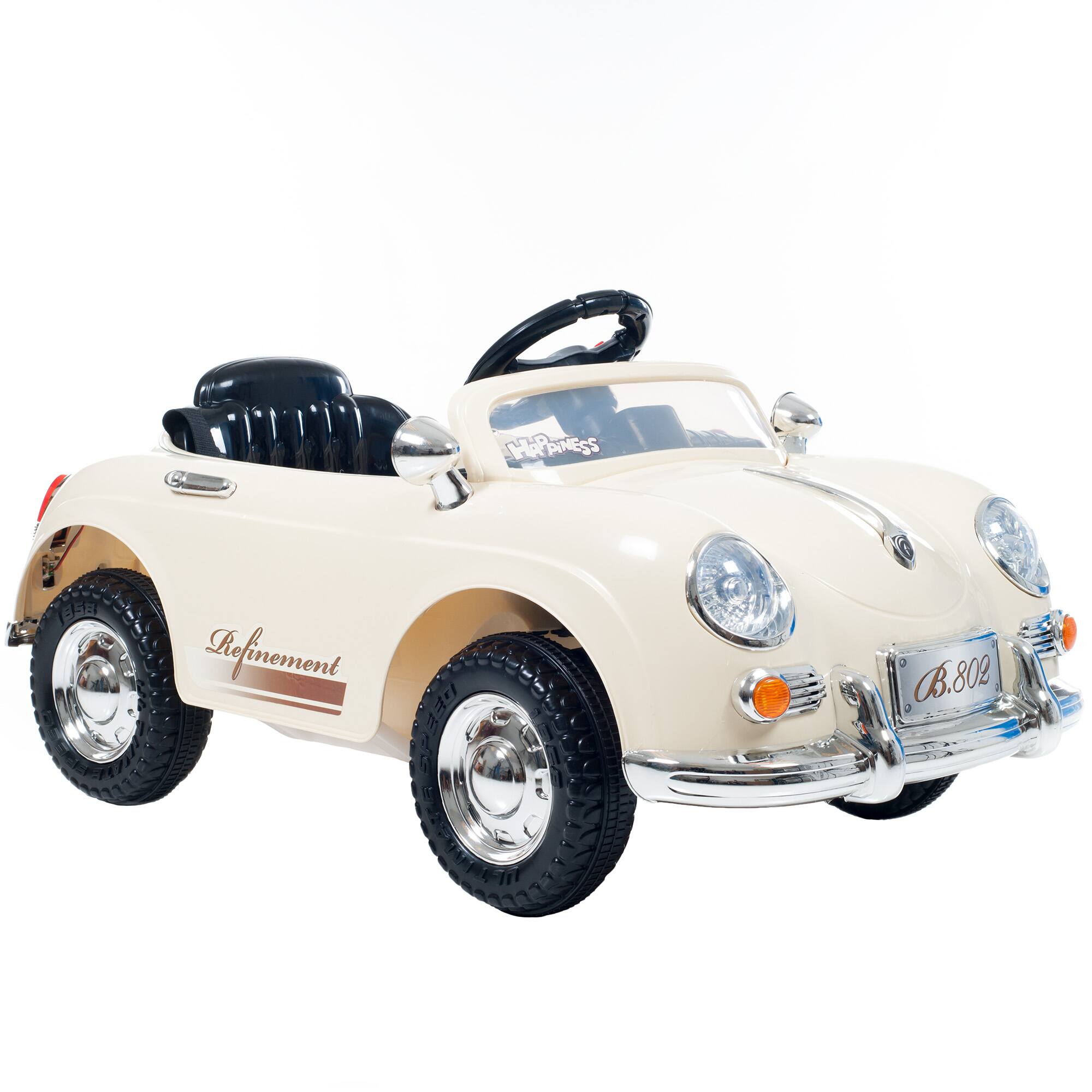 Toy Time White Battery Operated Ride-On Sports Car